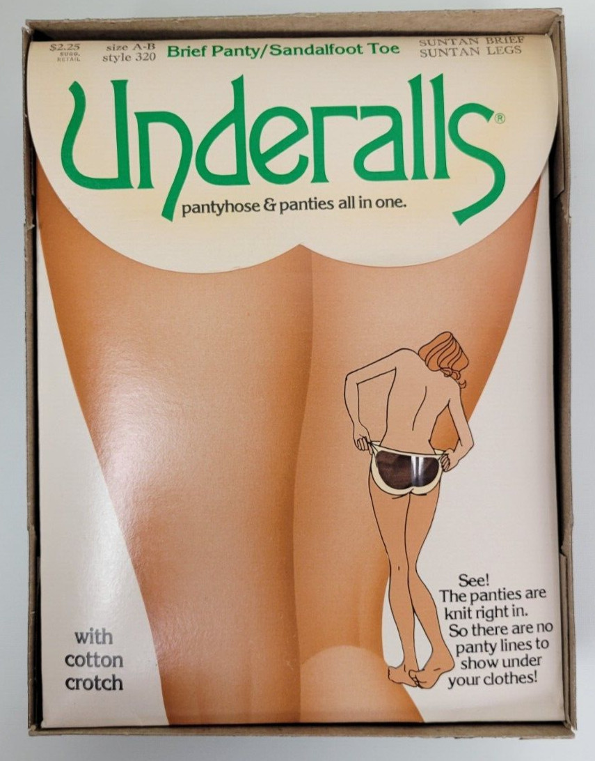 Vtg 1980 NIP 6 Prs Underalls Pantyhose Brief Panty Sandalfoot Suntan 320 Sz A-B