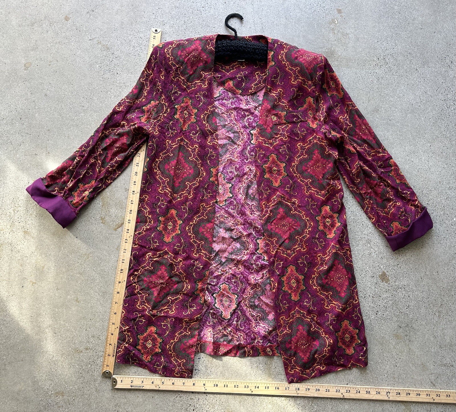 Vintage Just In Thyme Abstract Psychedelic Paisley Open Cardigan Jacket Size 14