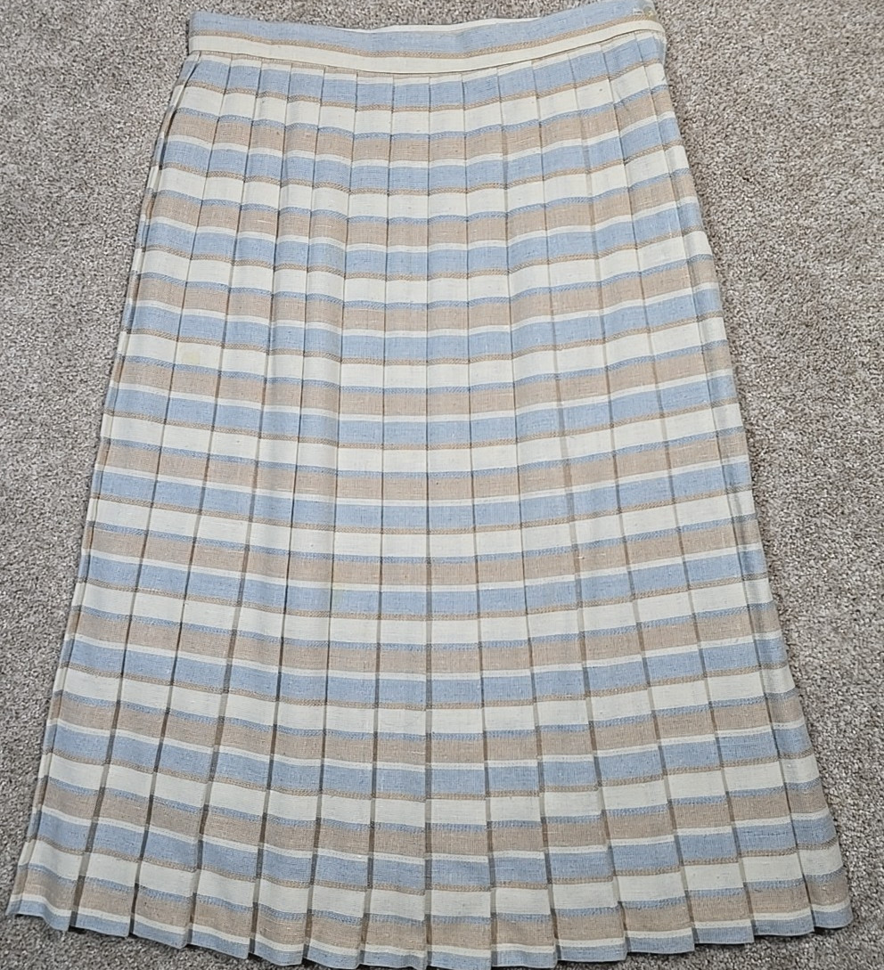 Attitude by Russ Togs Inc. Vintage Pleated Striped Skirt USA Made Women’s 16