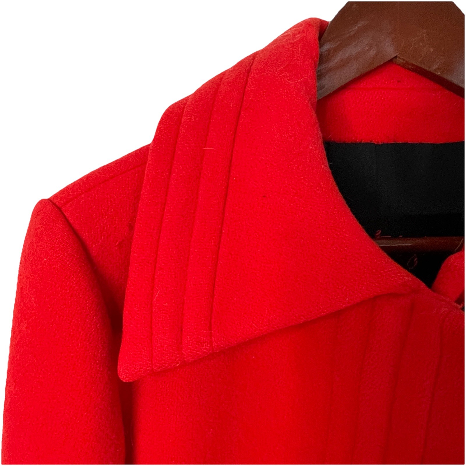 Vtg 60s Pauline Trigere Vermillion Wool Swing Coat RARE Mid Century Mod French