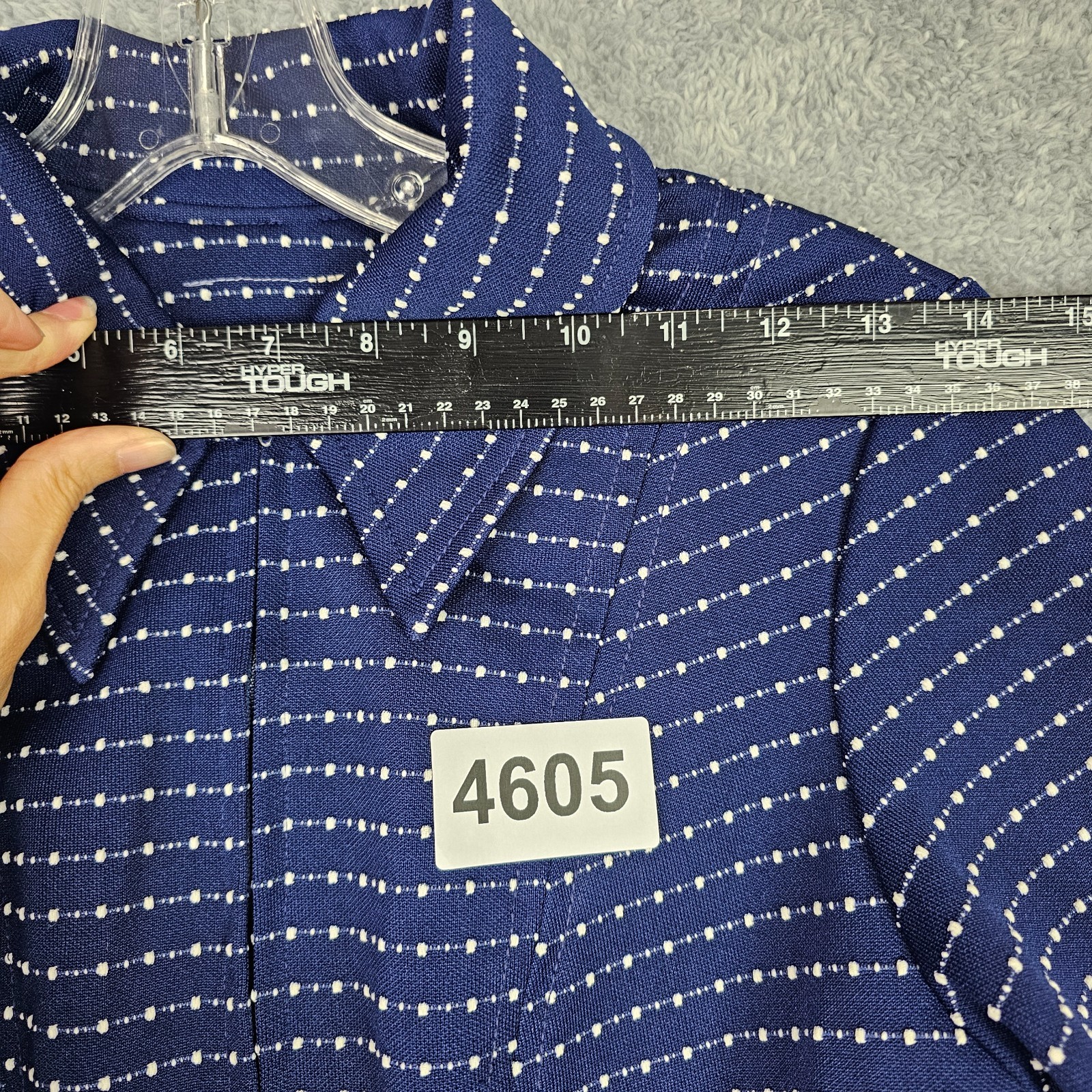 VTG 70s Womens Swing Dress S Blue Collared Zip Up Short Sleeve Inverted Pleats