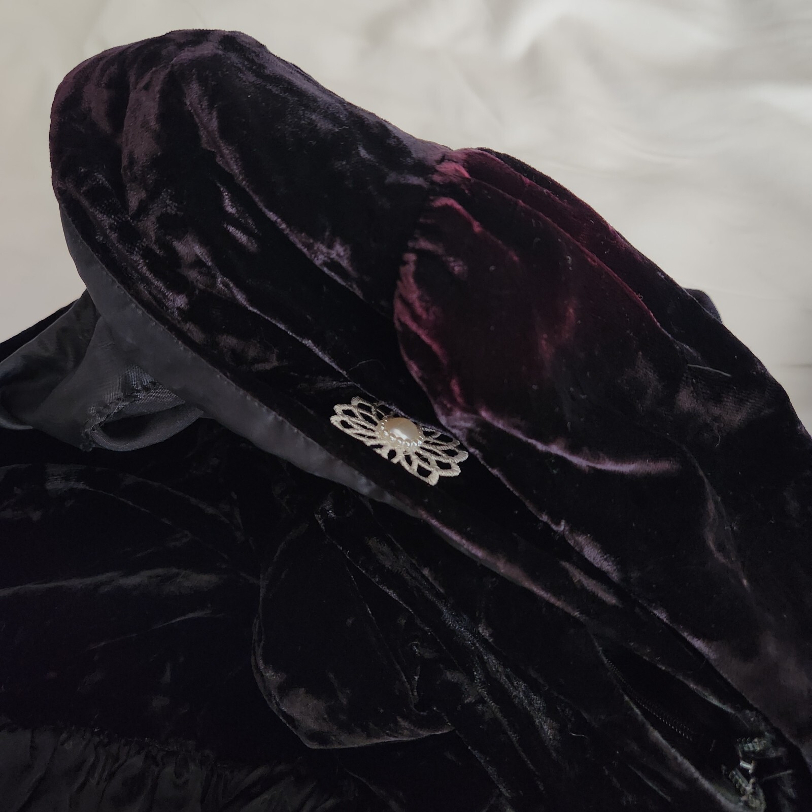 Vtg 80s Witchcore Black Velvet Dress 6 Drop Waist Ruffle Skirt Witchy Grunge