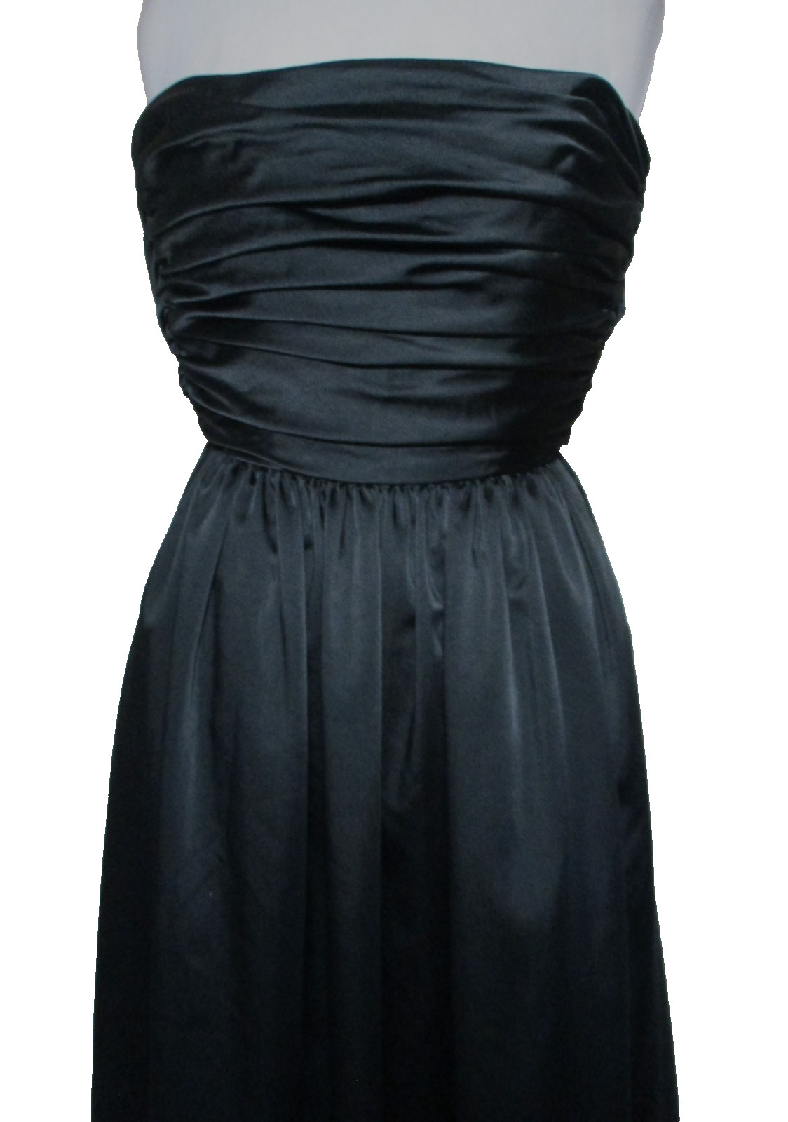 Vintage Anthony Muto Evening Gown Dress XS Women Black Satin Strapless