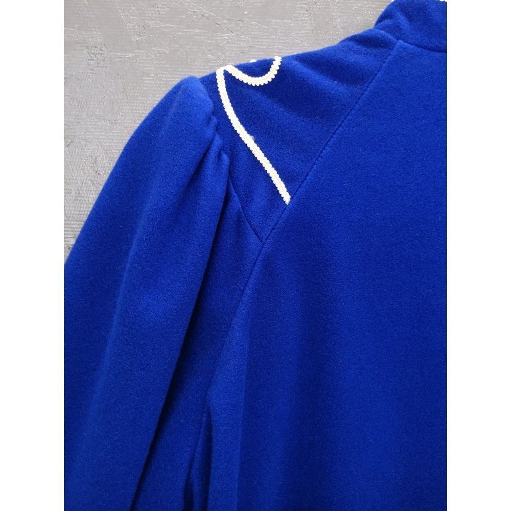 Evelyn Pearson Robe House Coat M Blue Vintage Zip Front Embroidered Maxi Lounger