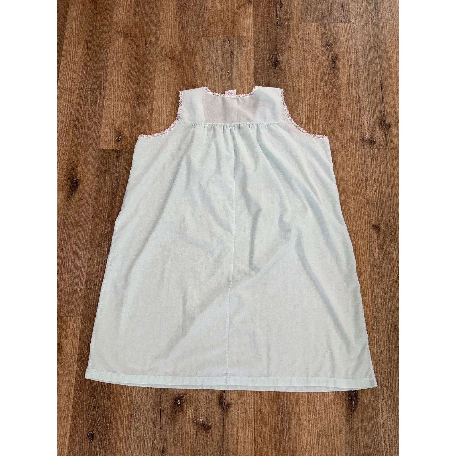 Simply Basic Coastal Nightgown Women XL Aqua Lace Trim Sleeveless Vintage