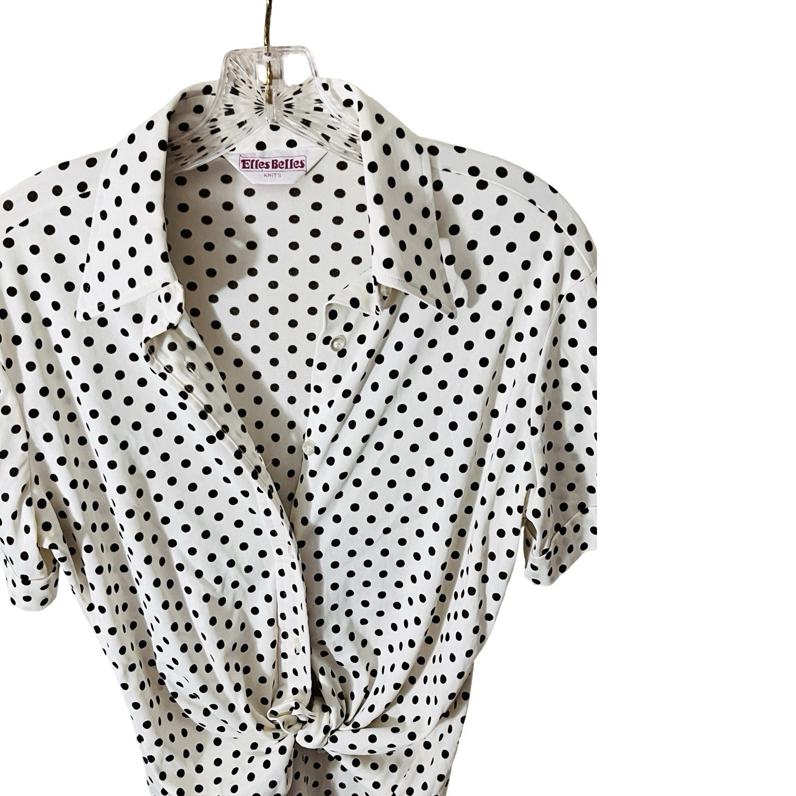 Vintage Elle’s Belle’s Button Up Blouse Size Medium (Petite) Polka Dots