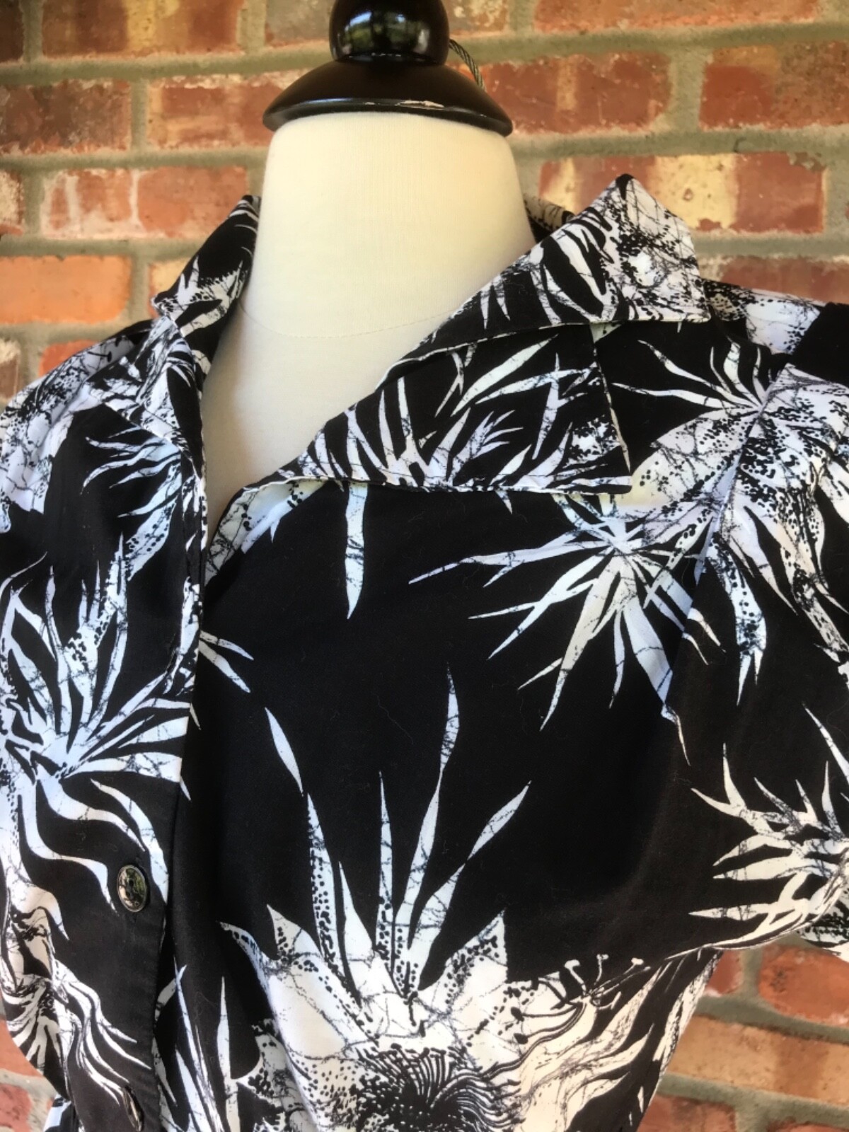 Vintage Batik Bamboo Shirt Dress Double Collar Safari Bohemian 80s wide sweep