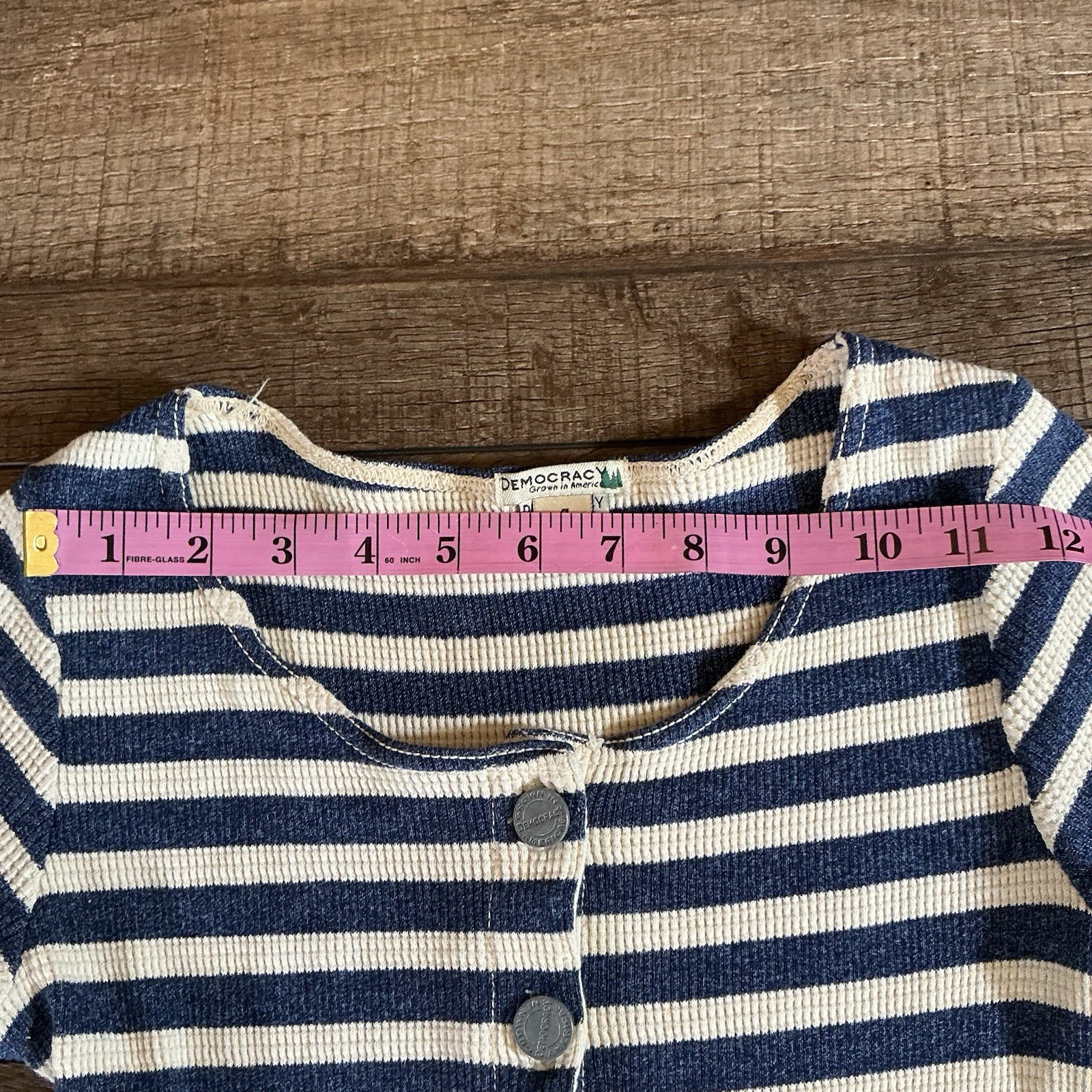 VINTAGE Size 4 Democracy Denim Button Front Dress USA Made Ribbed Striped #17708