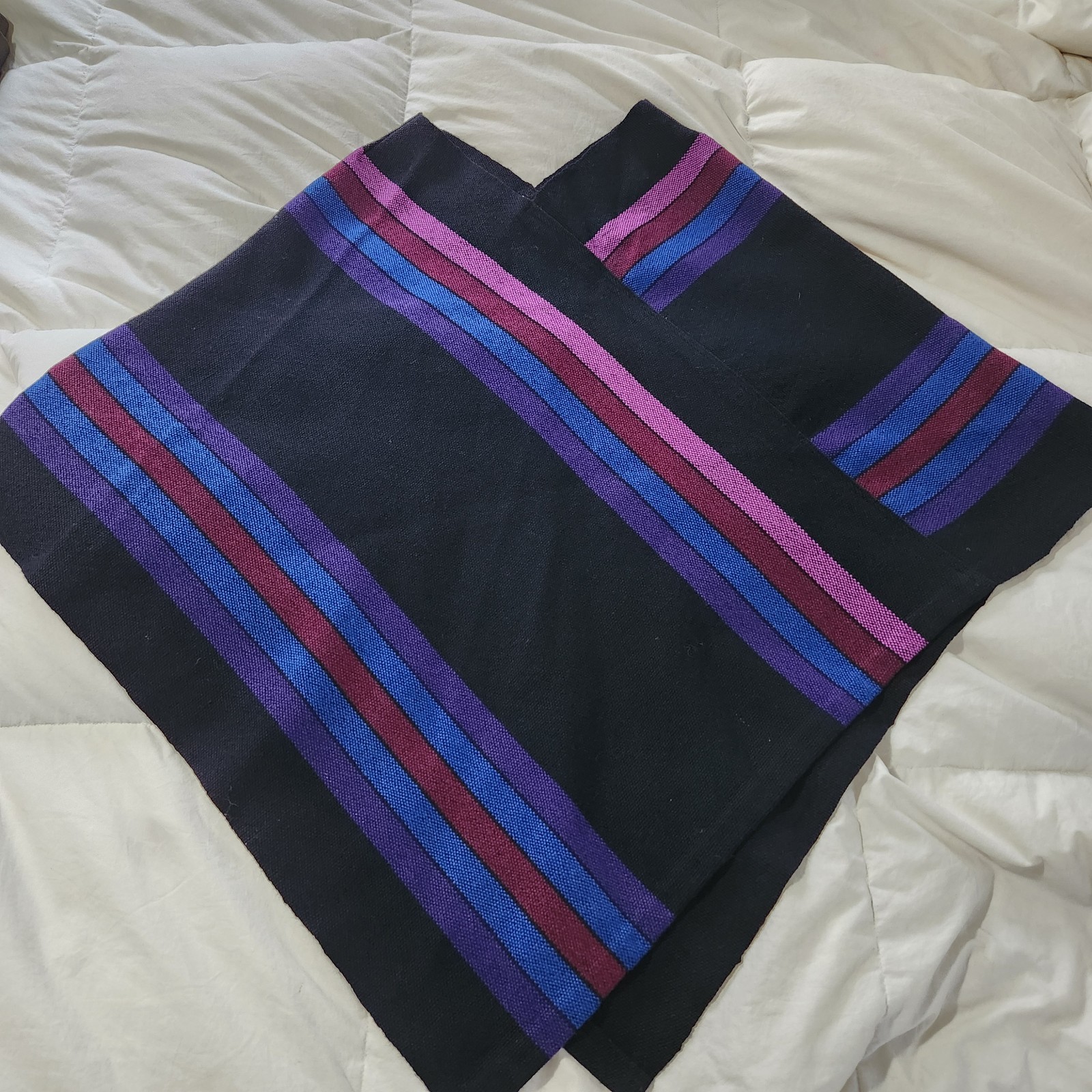 Vintage hand woven wool poncho Shawl By Gay Jensen