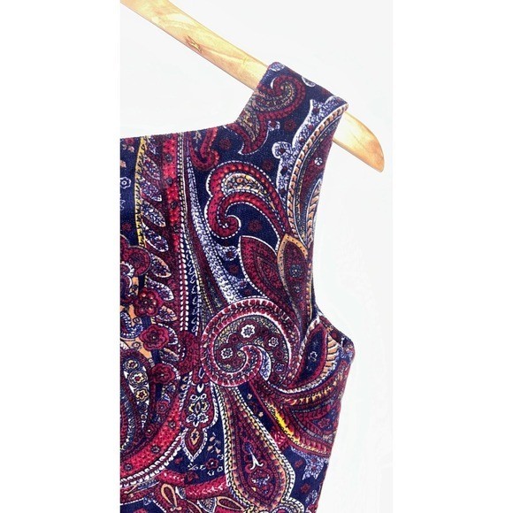Vintage Bohemian Paisley Tapestry Maxi Dress Small Sleeveless 70s Aesthetic Red