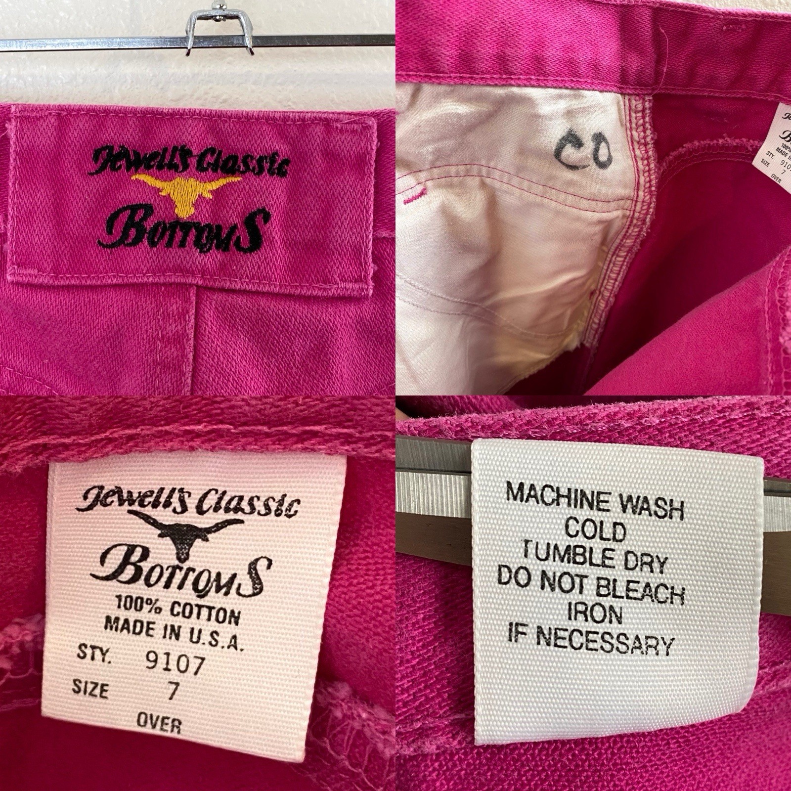 Vintage Jewell’s Classic Bottoms Womens Hot Pink Jeans Juniors 7 100% Cotton USA
