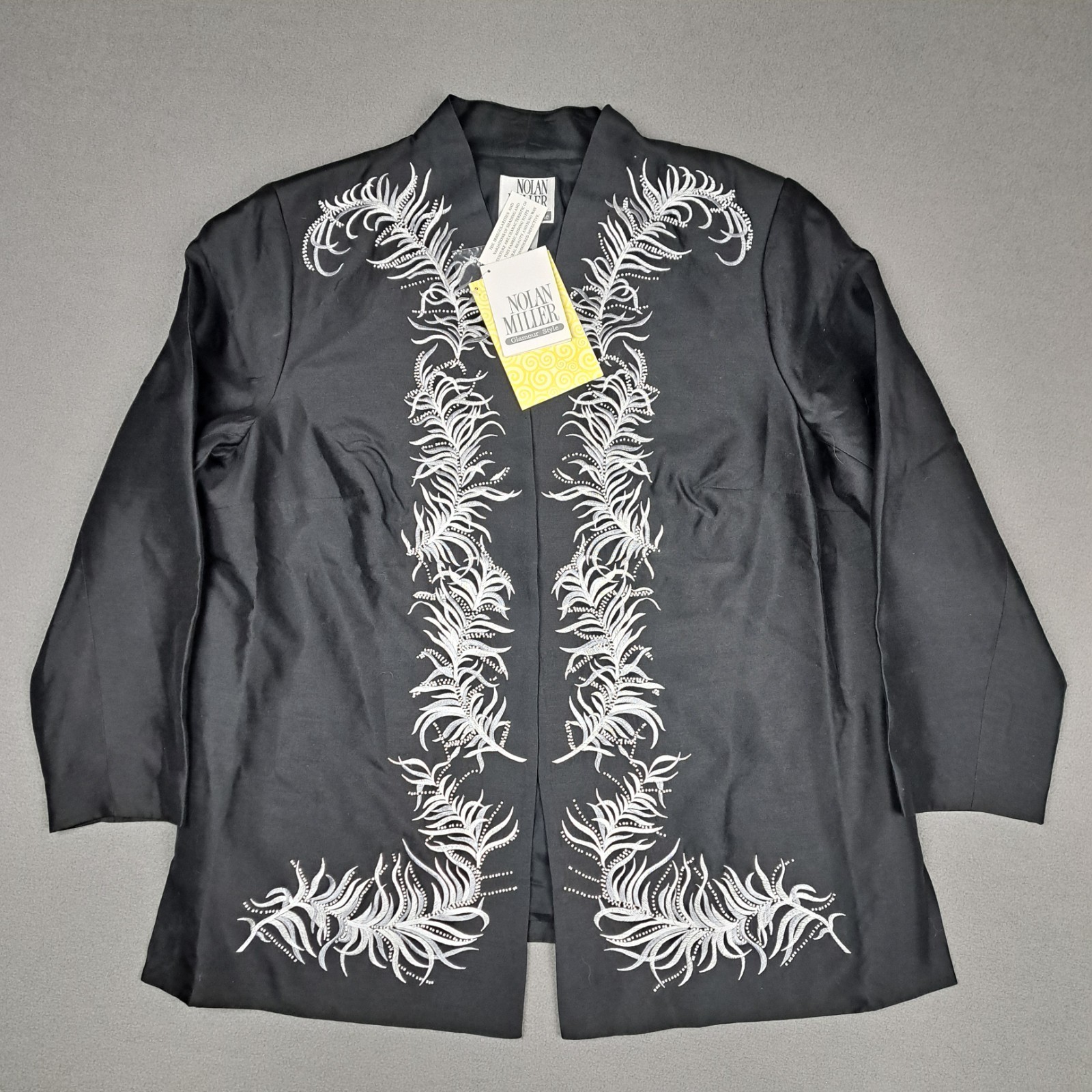 Vintage Nolan Miller Silk Blazer Women 1X Black Embroidered Beaded Glamour NWT