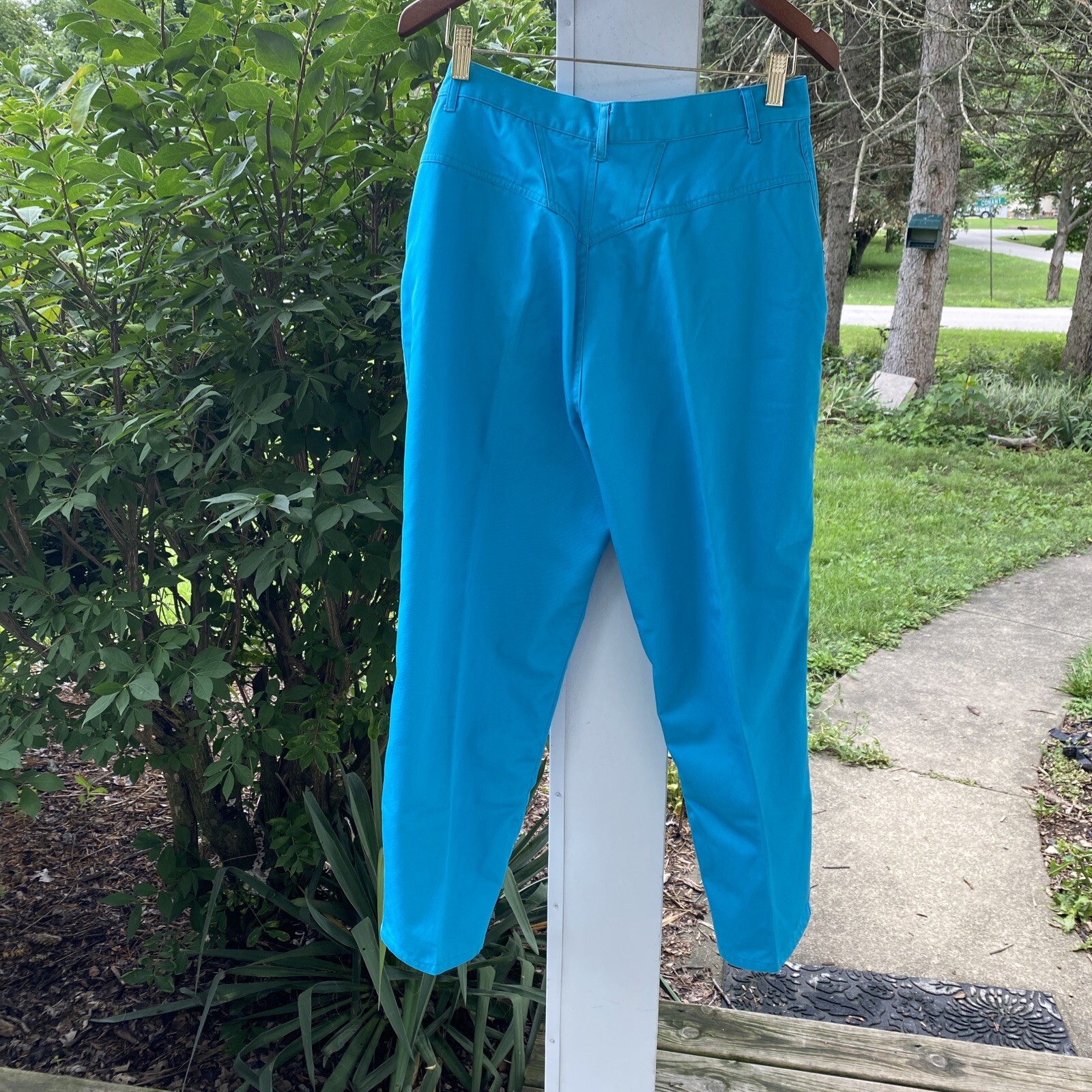 Vintage Women’s 80s Turquoise Pants Sz 32″ Short – Flat Front 1980s Gitano