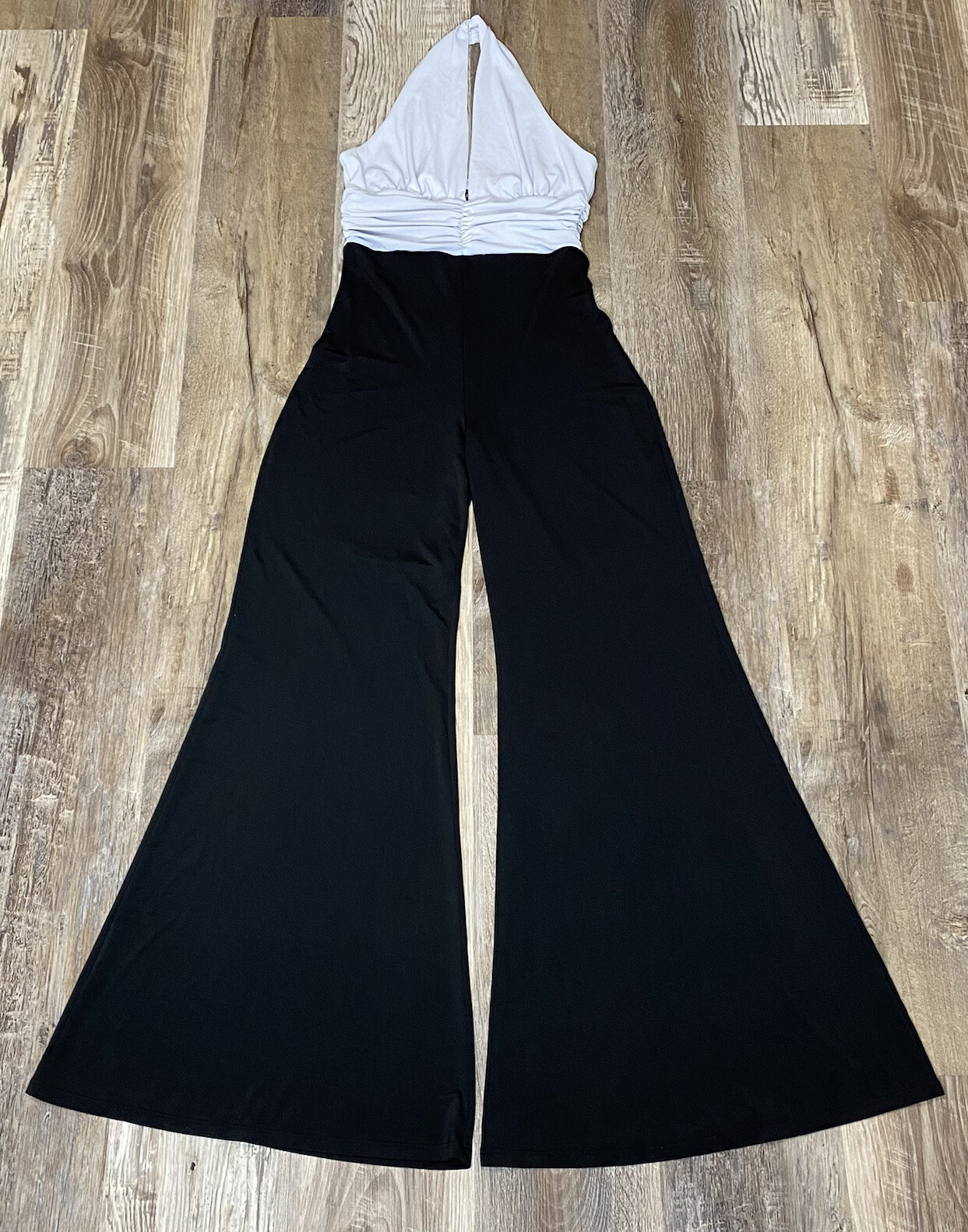 1990s Wet Seal Jumpsuit Vintage Halter Medium Wide Leg Polyester Clubwear