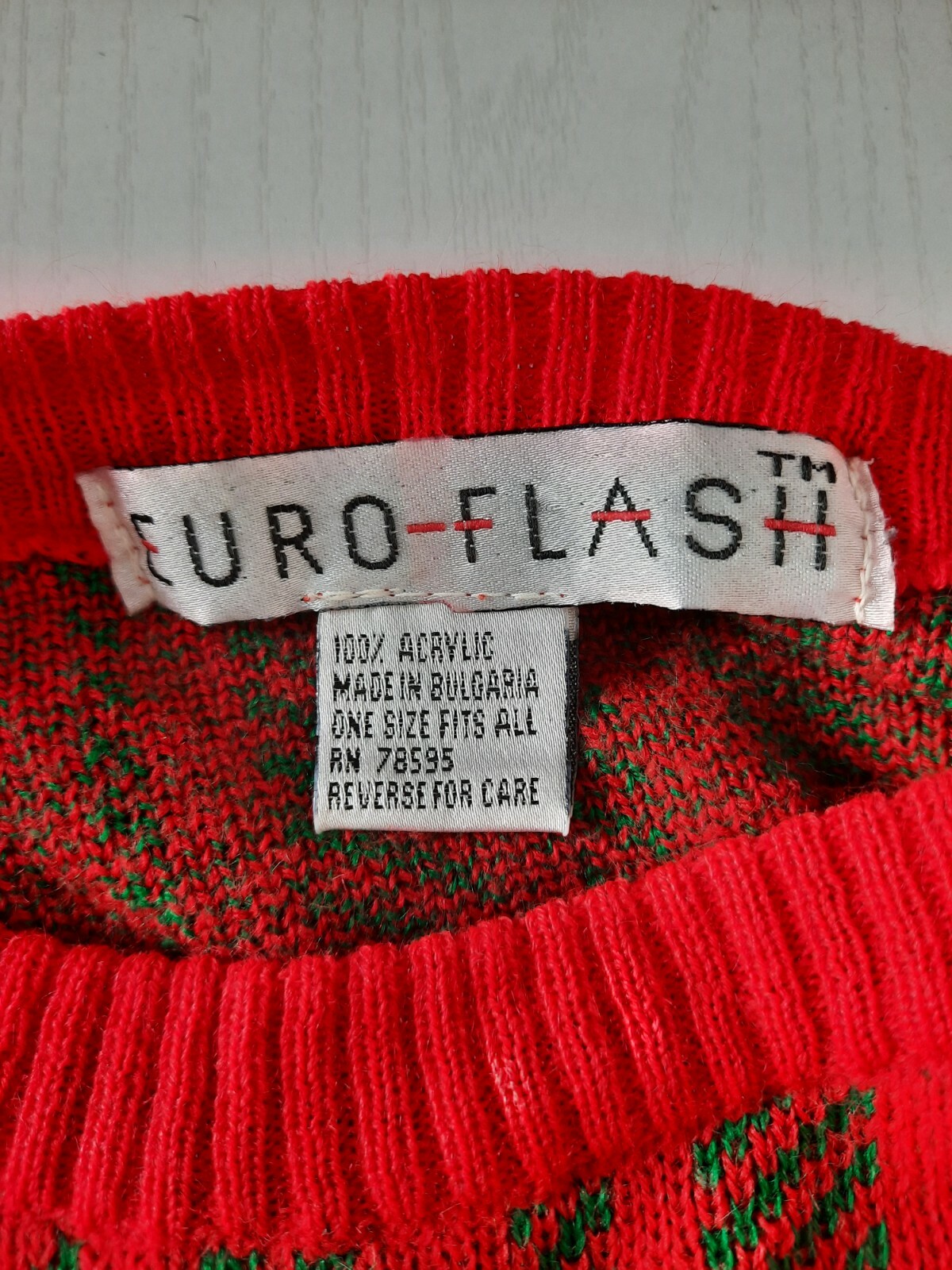 Vintage Vtg 80’s Boxy Bright Red Women’s Crewneck Sweater Plaid S6C Large