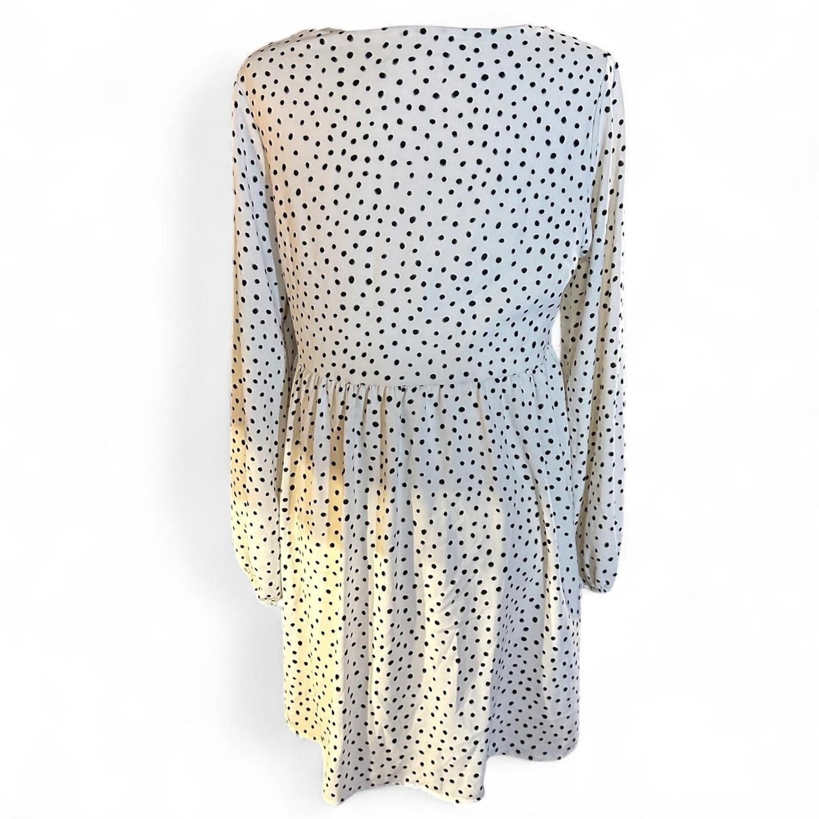 Altar’d State Creme and Black Polka Dot Mini Boho Peasant Dress