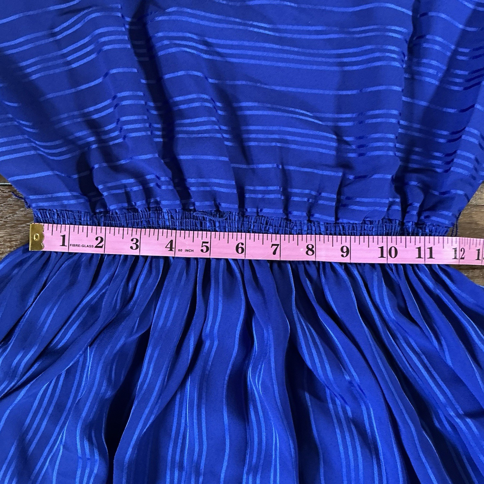 VINTAGE Size S/M – Melissa Petites Royal Blue Striped Midi Dress Batwing #23708