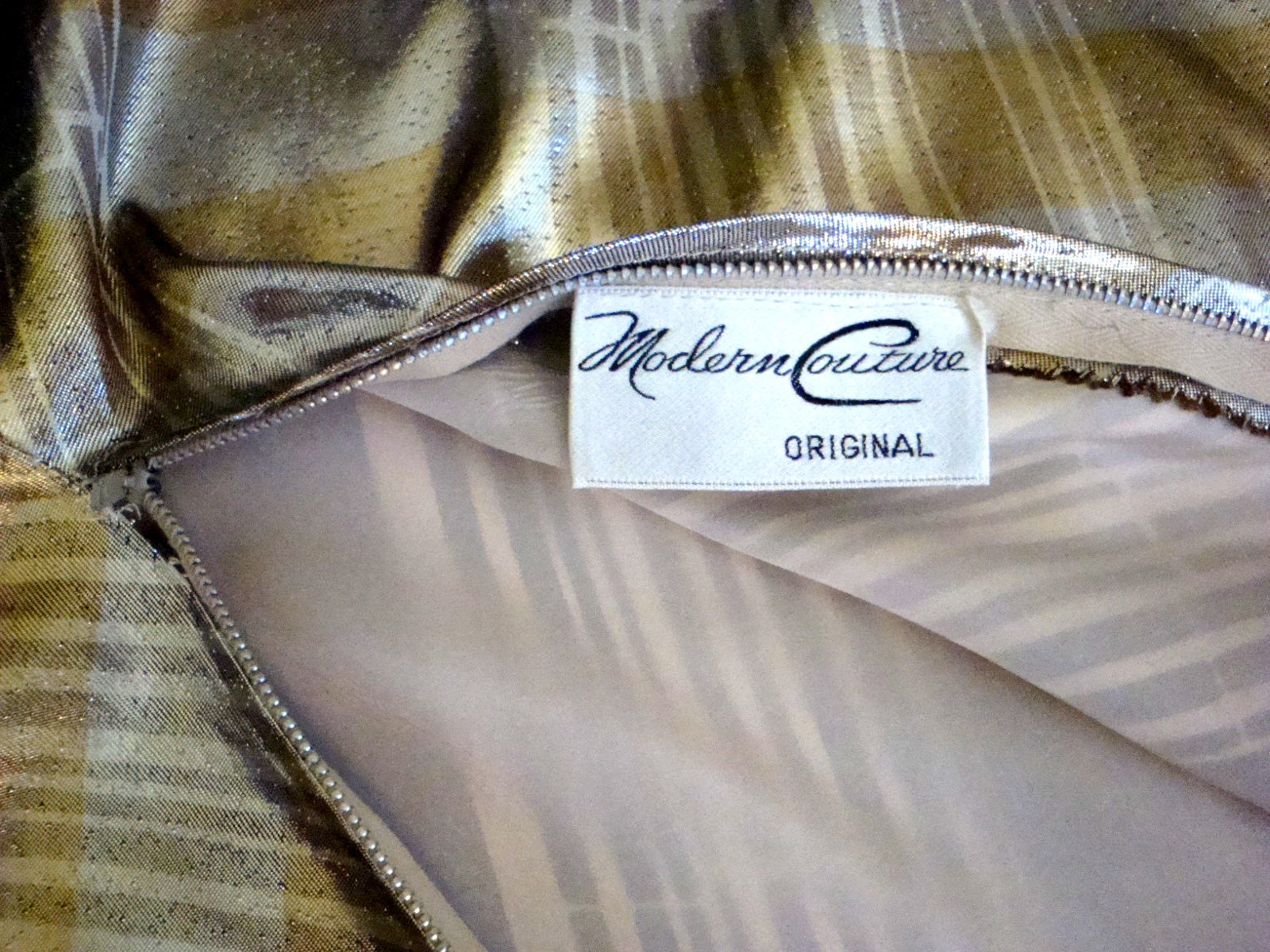 Vintage Modern Couture Original Gold and Silver Metallic Mini Dress