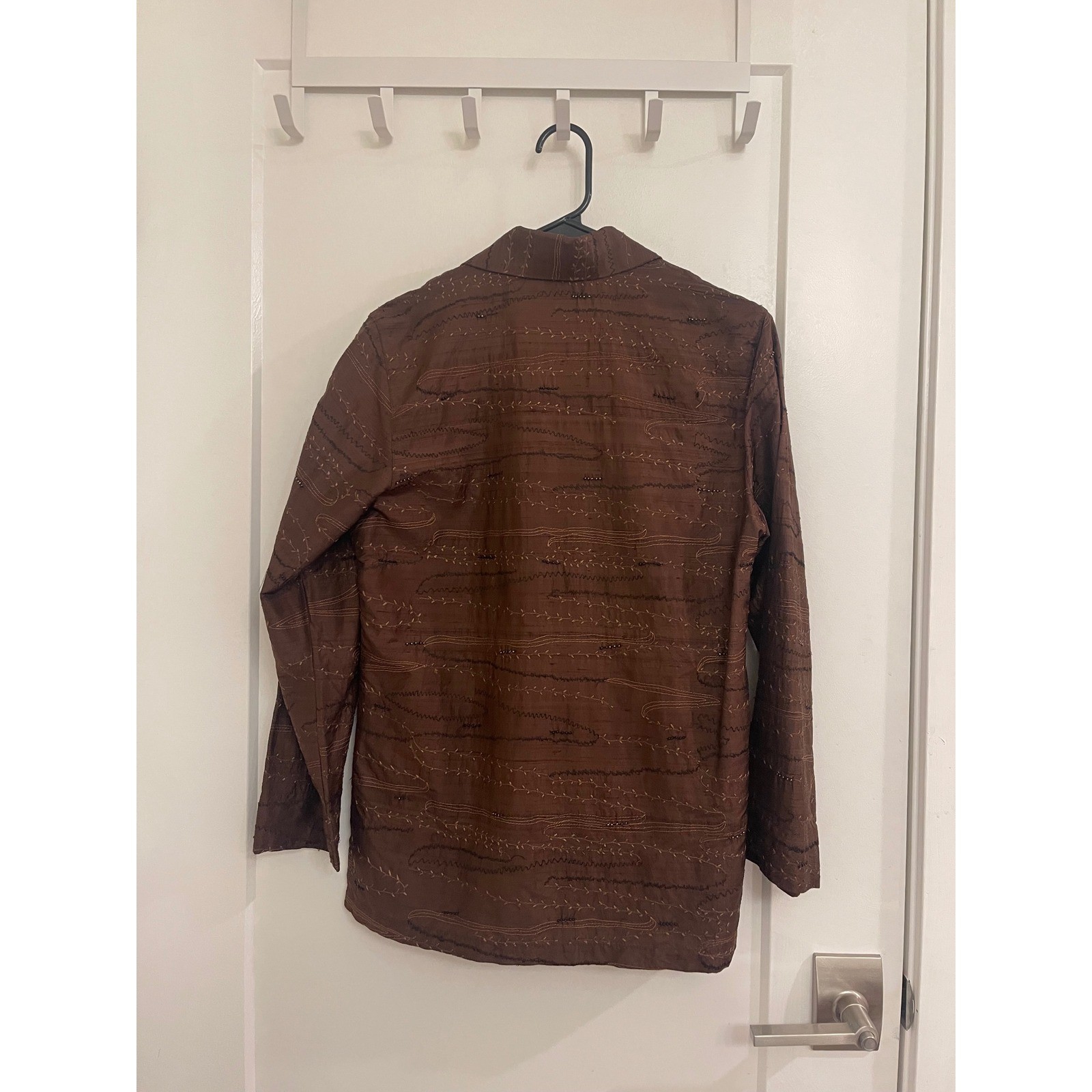 Chicos Vintage Silk Embroidered Button Down Boho Blouse Plants GrandmaCore