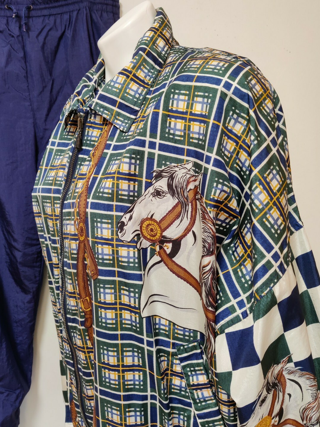 Vintage Women’s Large Rare Horse Checker Designer Jogging Suit Set Andy Johns