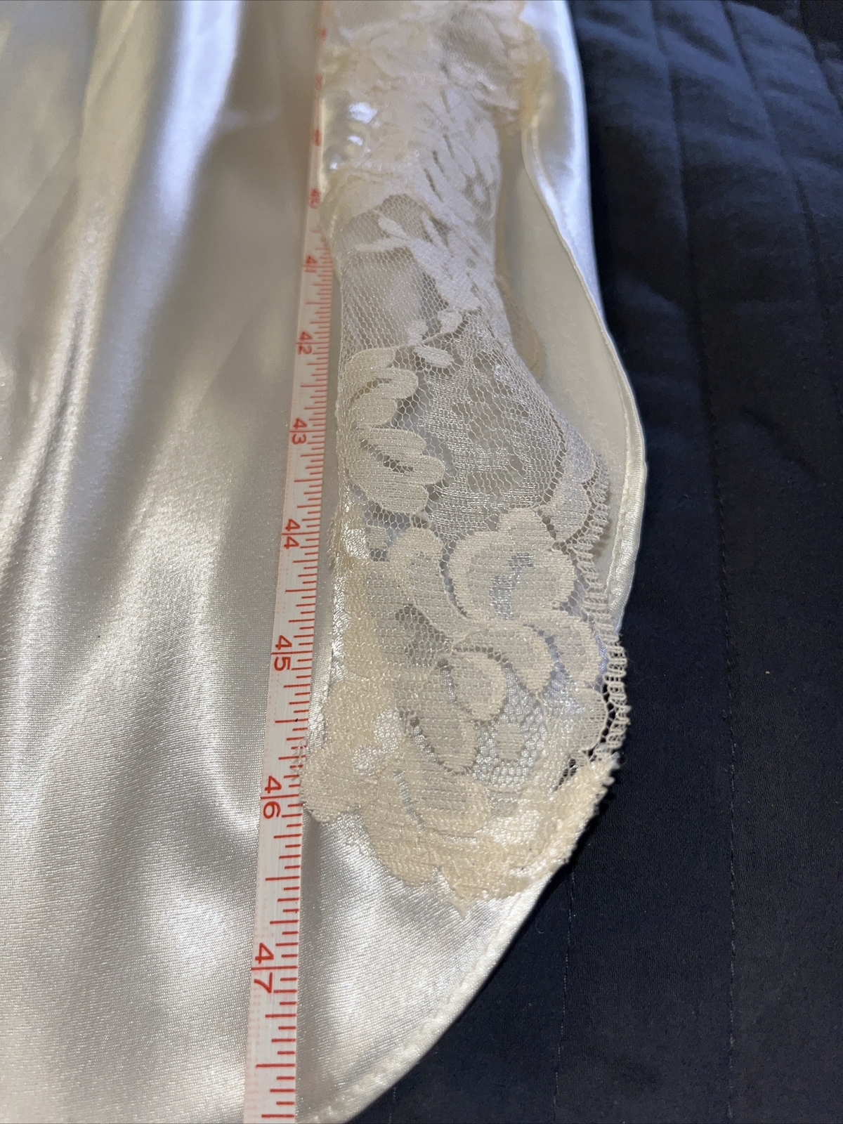Vintage Expressions Sm Bridal Robe Gown PEIGNOIR SET Cream Sateen Lace Beading
