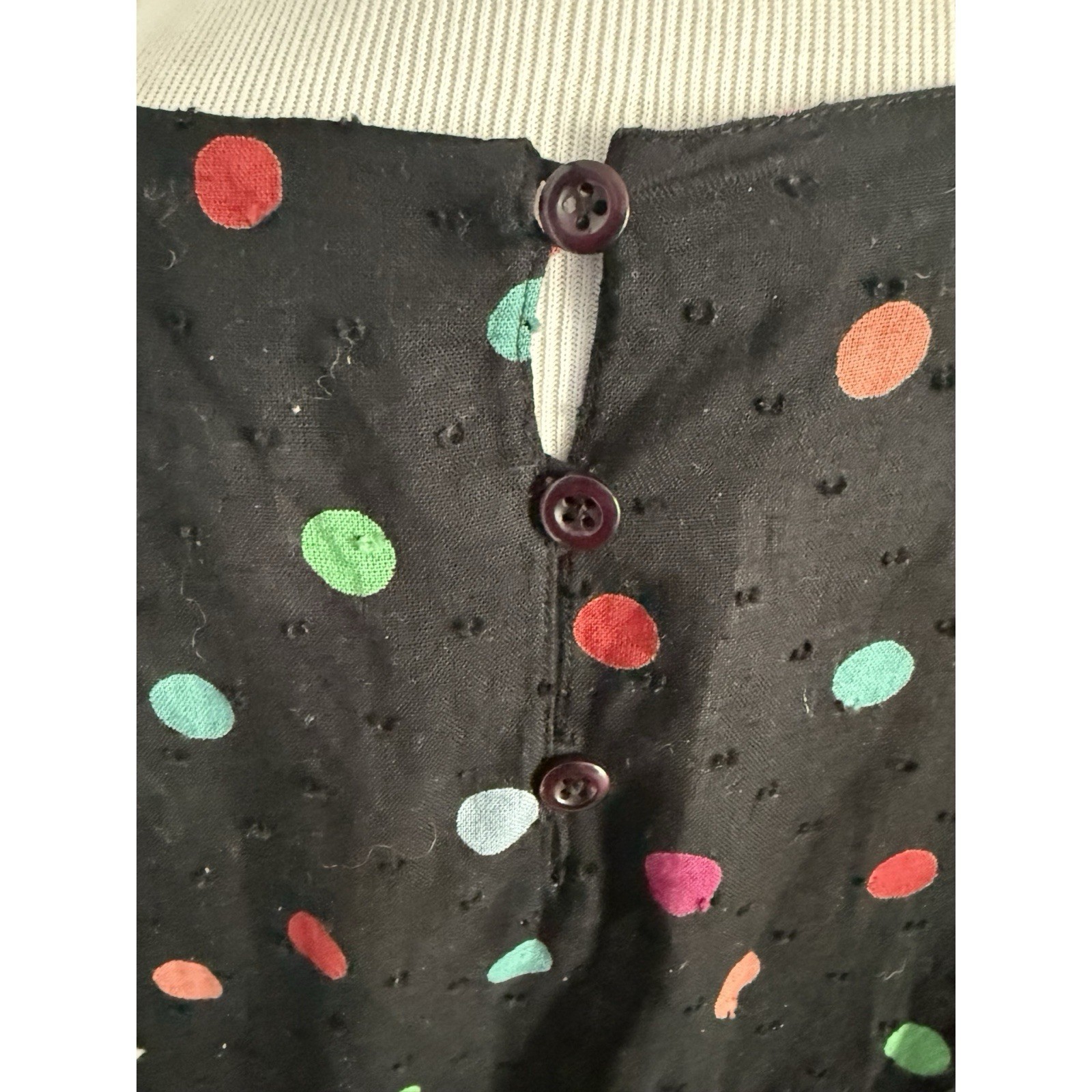 Vintage Black Dress Polka Dots Cotton Francesca Of Damon For Starington W Sz L