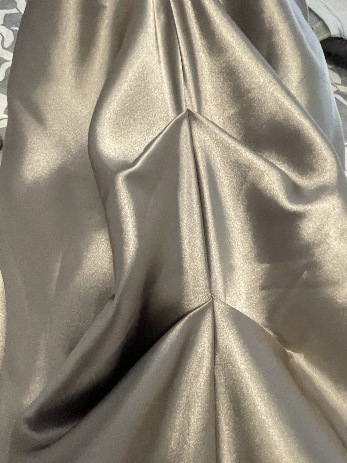 VTG Y2K Blondie Nites Stacy Sklar One Shoulder Mermaid Gown Metallic Silver 3