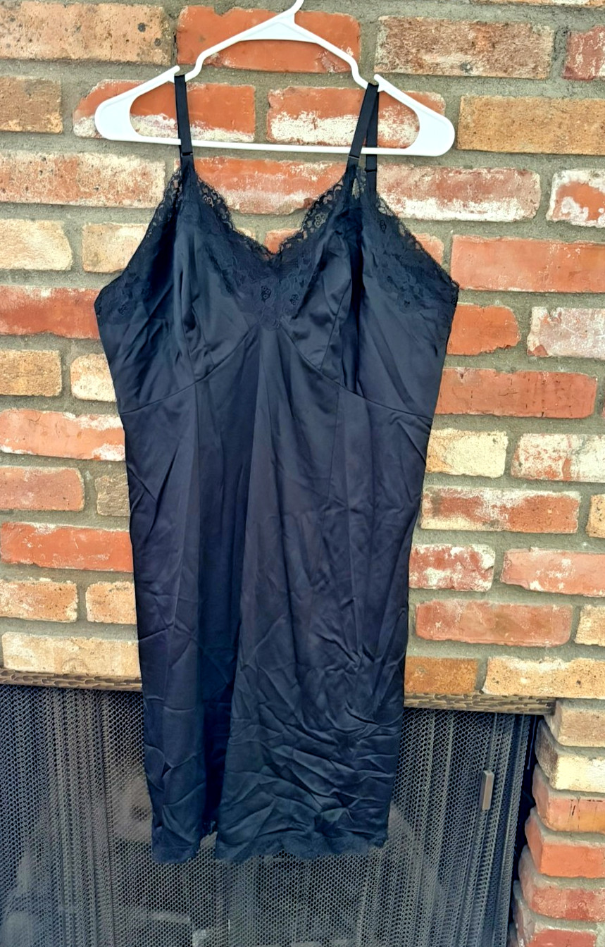 Vintage 1960s Gossard Artemis Black Full Slip, Rare Size 42C Tall