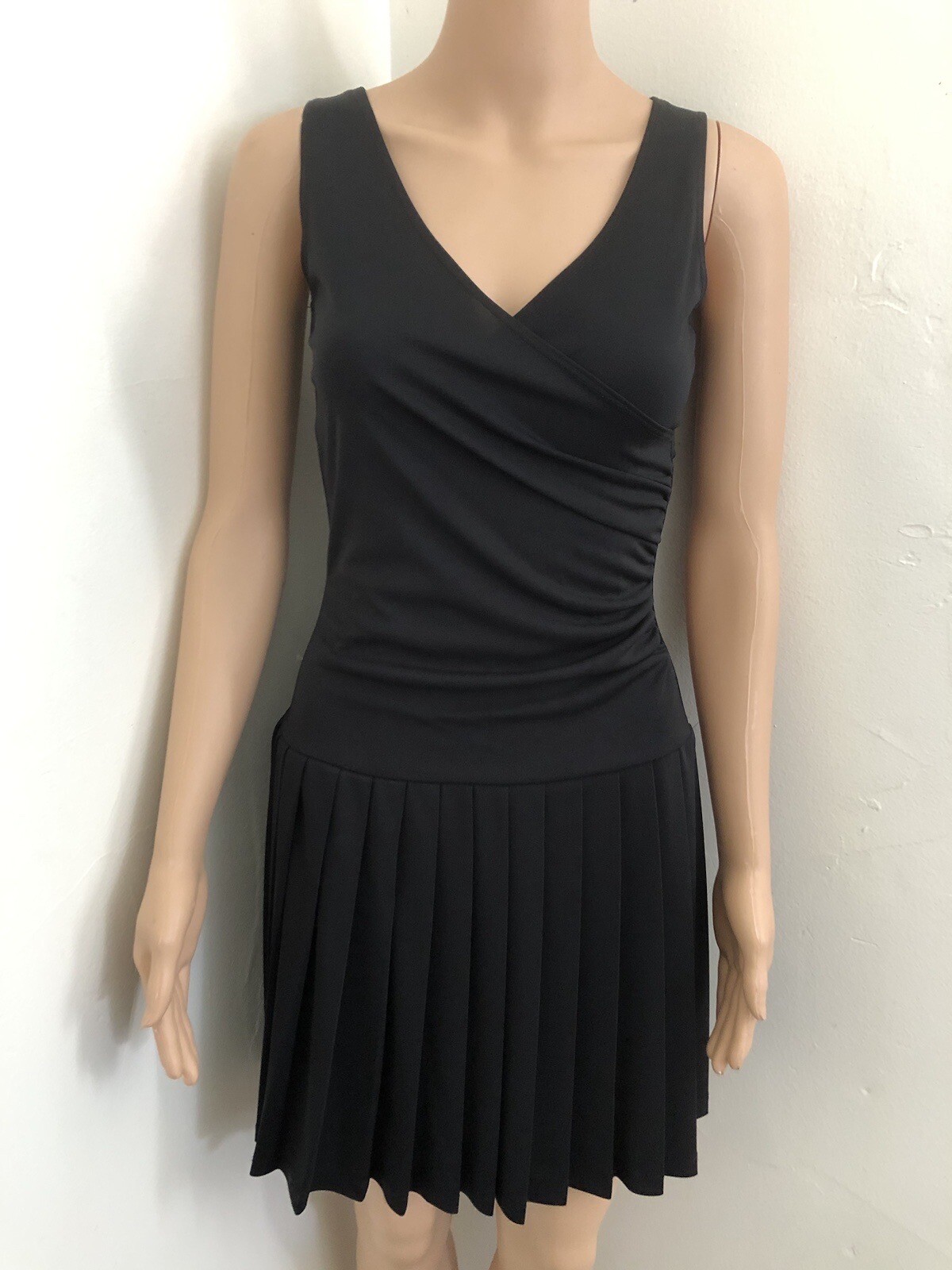 Vintage Taboo Crossover Black Lbd Y2k Drop Waist Pleated Skirt Dress