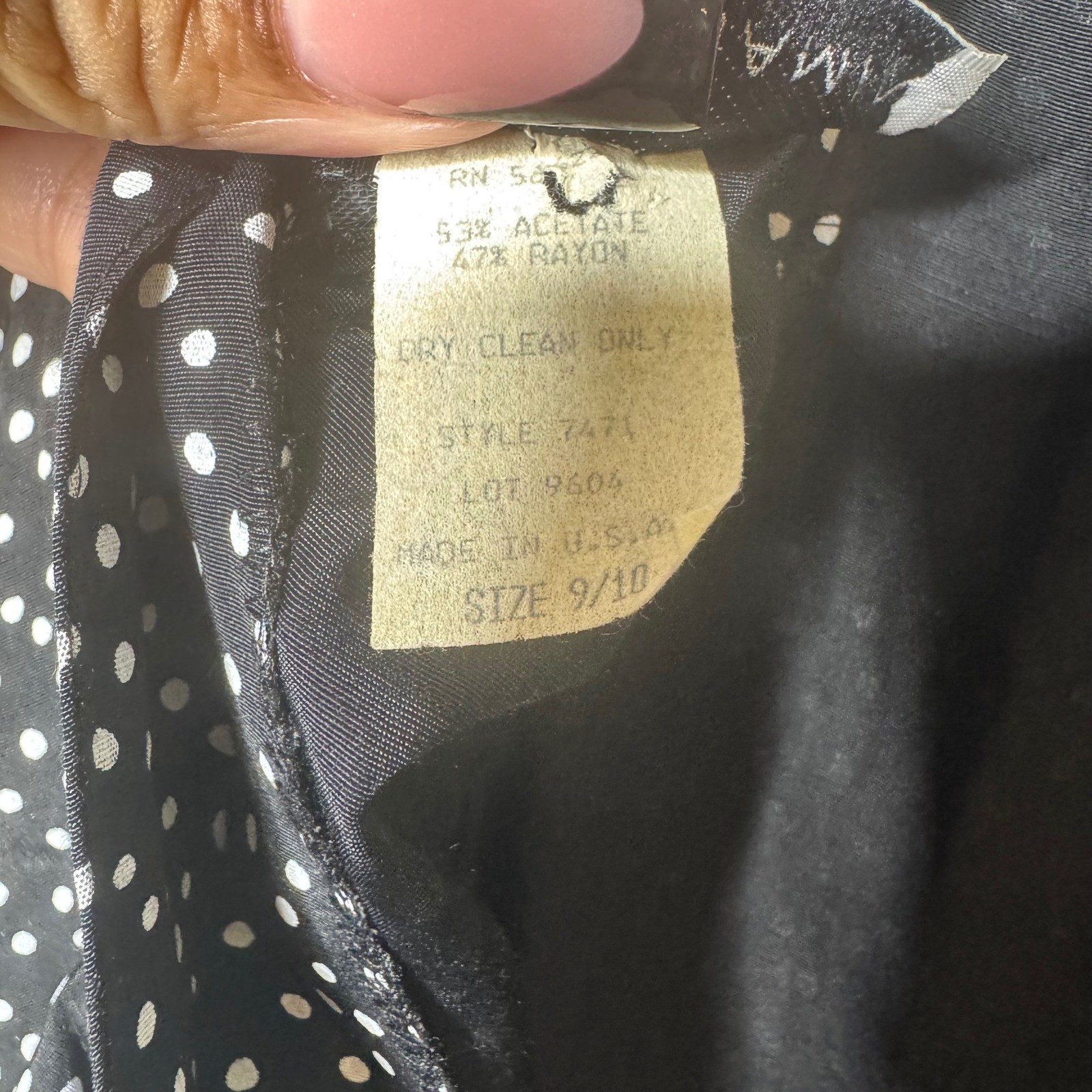 David Benjamin Vintage 80s Polka Dot Open Back Dress Black White Size 9/10 Pinup