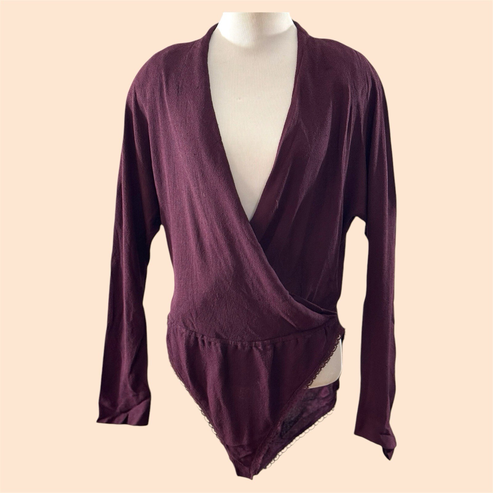 1990’s Eggplant Purple V Neck One Piece by Donna Karan New York