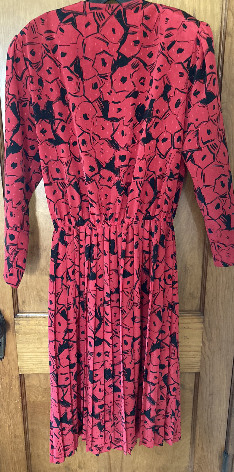 Vintage 80s Red/Black Geometric Dress Size 12 Alexis Fashions