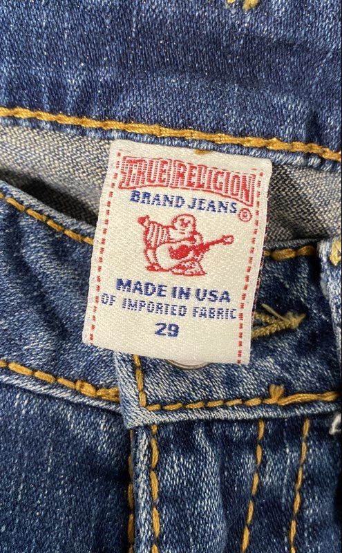True Religion Women’s Blue Flare Jeans Distressed Made in USA Vintage Y2K Sz 29