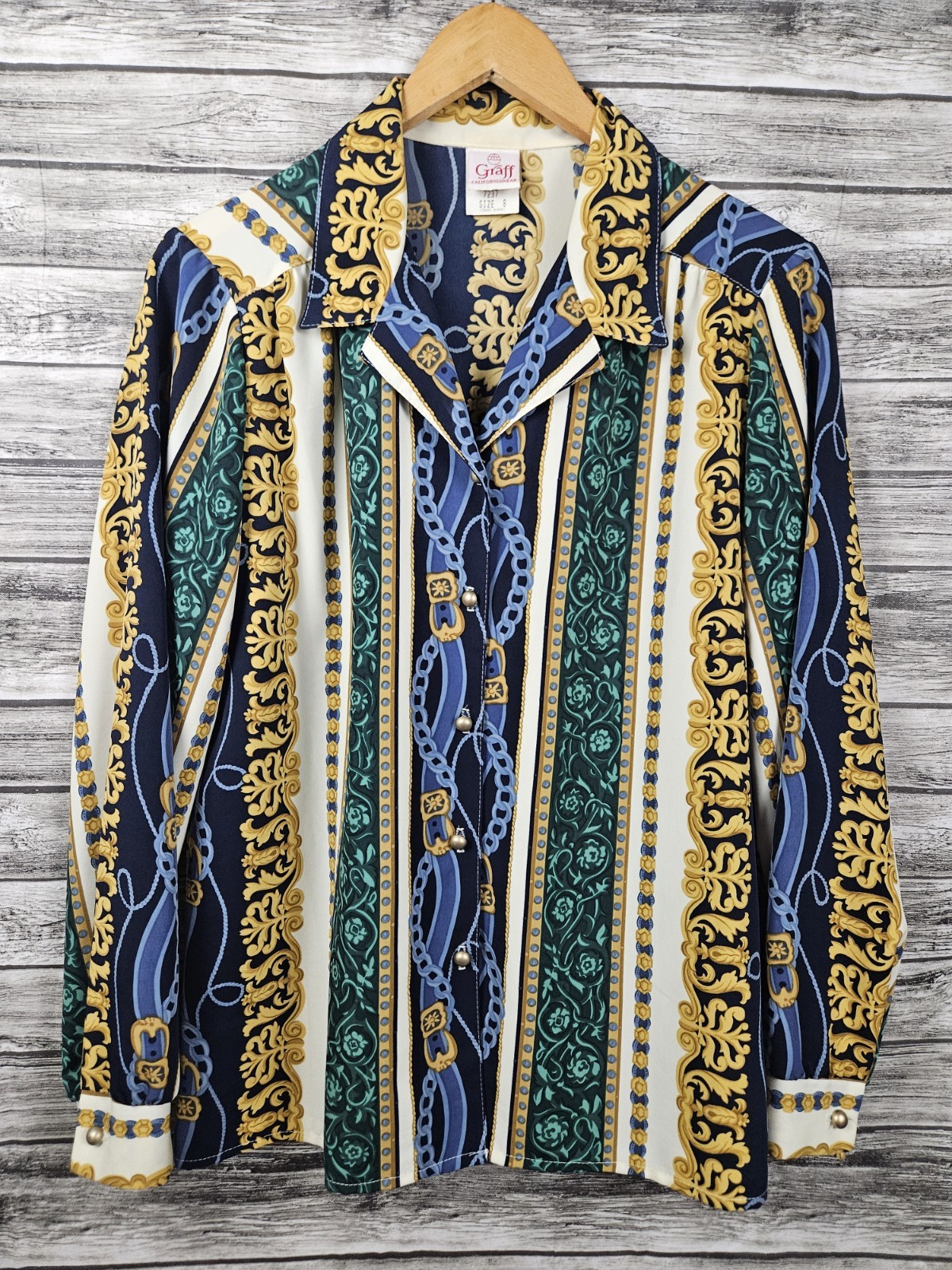 Vintage Graff Californiawear Women’s 8 Stripe Mix Patterns Longsleeve Top