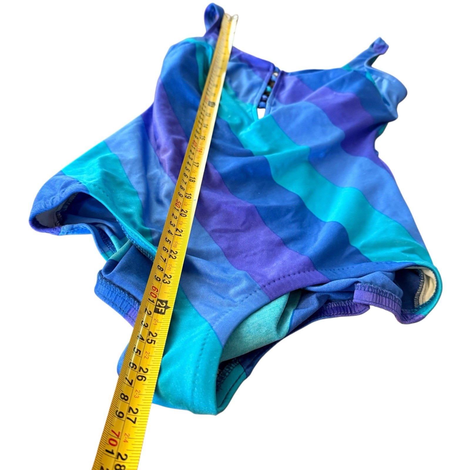 Vintage Jantzen Swimsuit 16 Leotard Striped One Piece Matching Wrap Set Festival