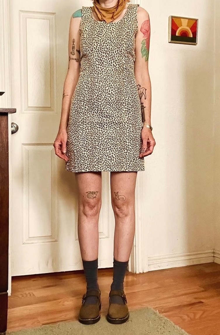 1990s Rampage vintage sheath mini wiggle leopard denim dress womens xs s 7