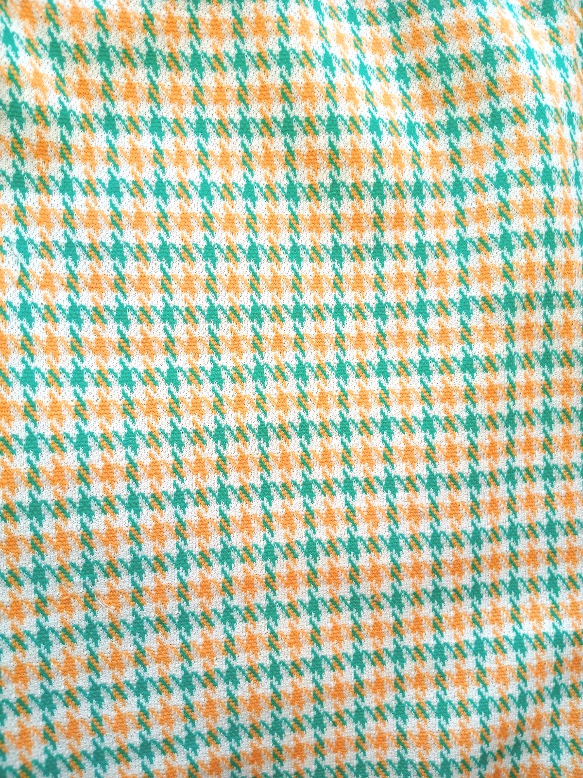 1960s 70s Preppy Mod Golf Shorts Houndstooth Plaid Green Orange 5″ Jrs 15/16 VTG