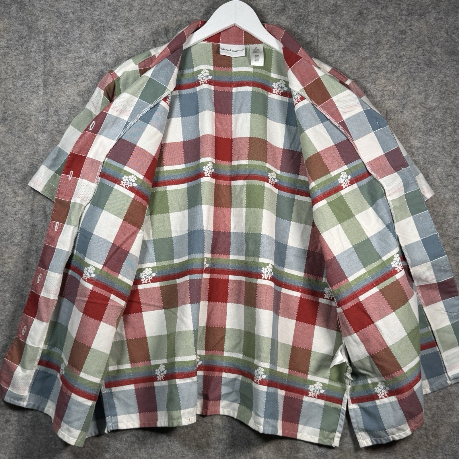 Vintage 90s Womens Alfred Dunner Plaid Embroidered Button Down Shirt Size 20