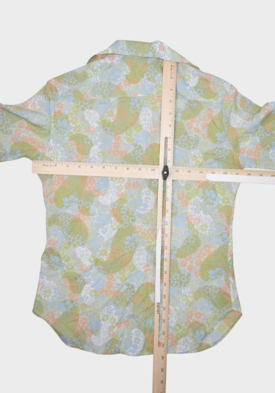 Vintage 70s Blouse Womens S 6 Floral Button Up Hippy Dagger Collar Flower Power