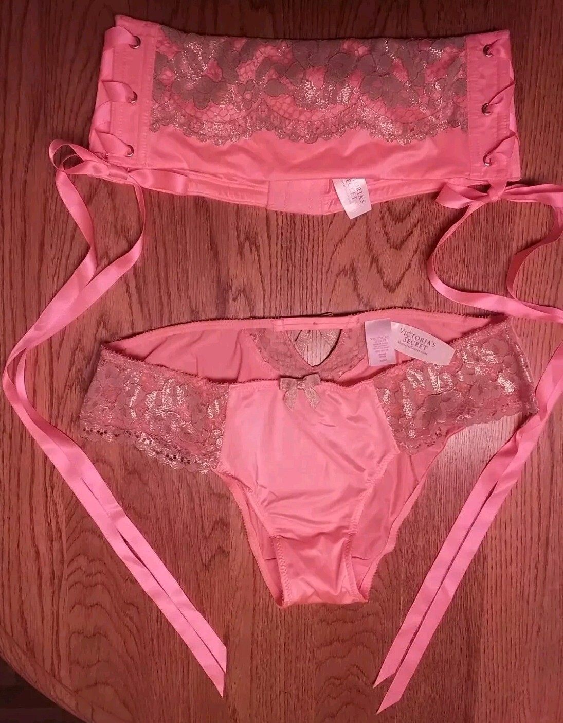 VTG VICTORIA’S SECRET Very Sexy CORAL PANTIES & Waist Cincher Belt Corset M/L