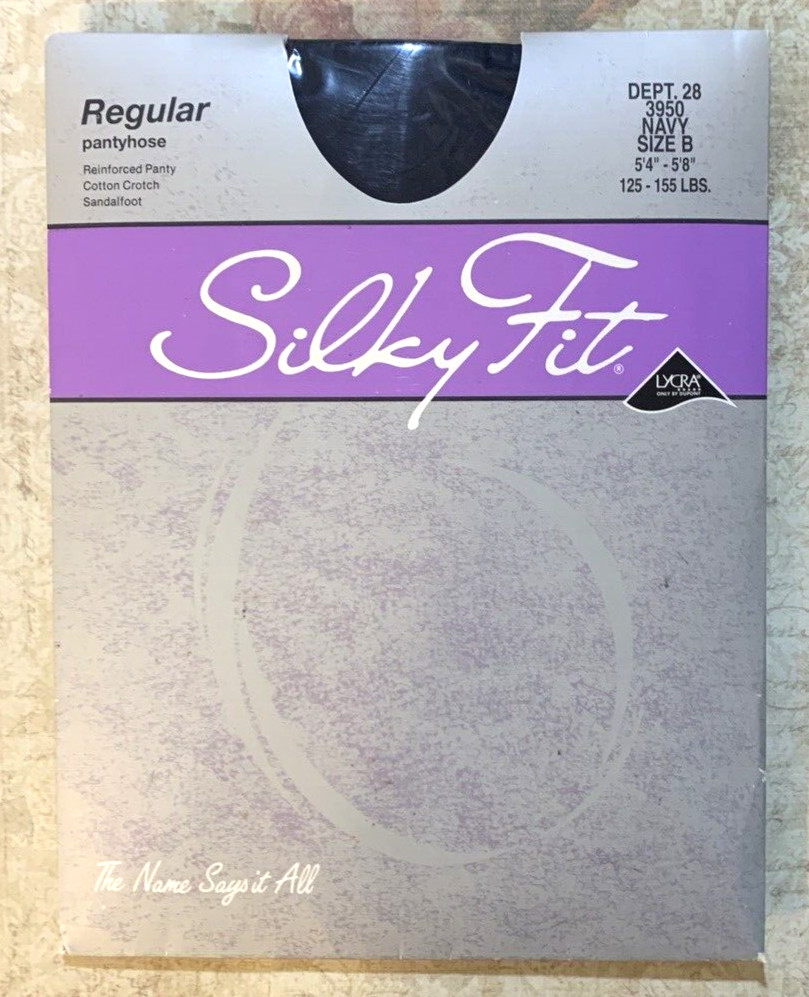 Pantyhose Vintage Stockings Silky Fit Navy Size B 125 to 155 LBS Regular OP