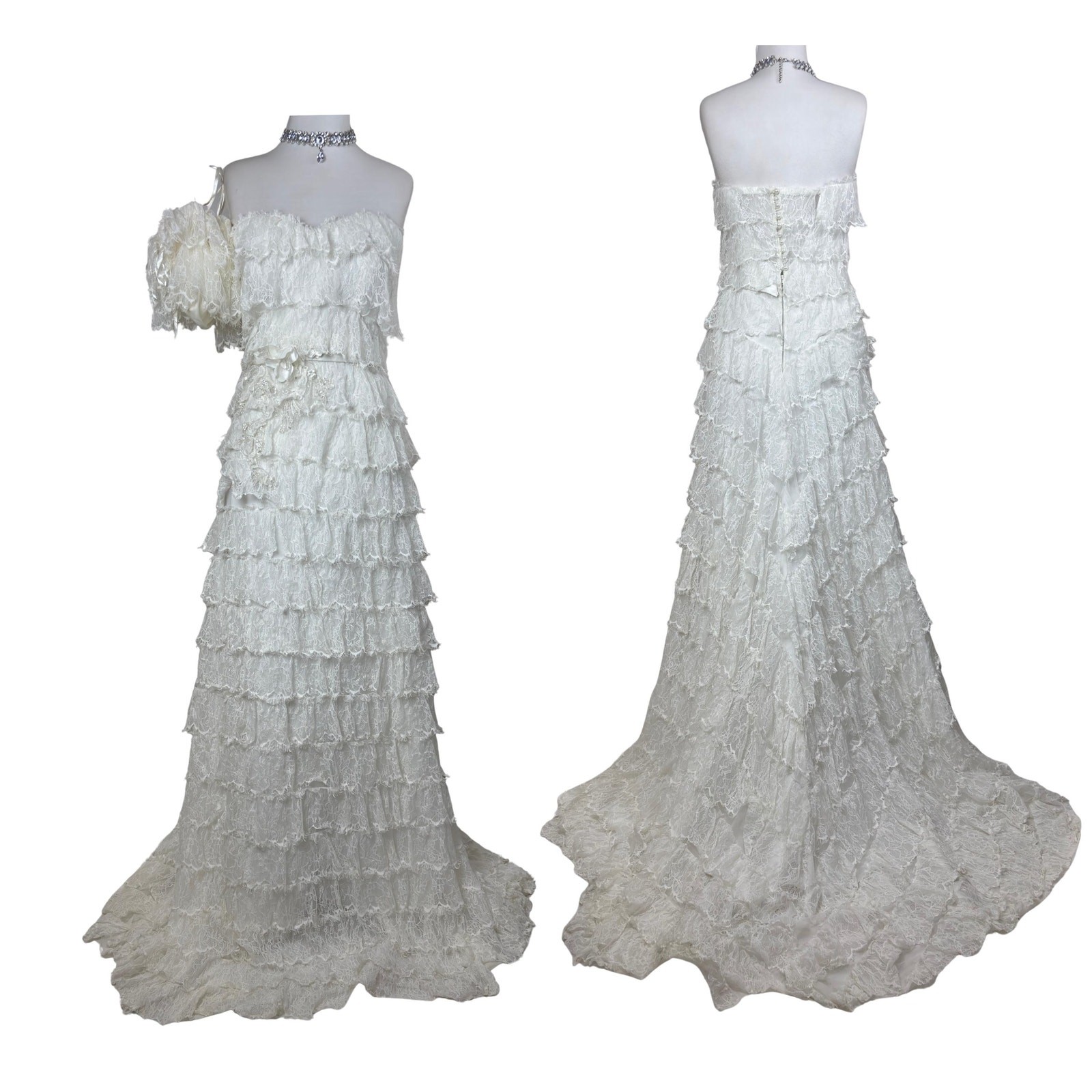 Vintage Lace Wedding Dress Bridal Boho Bride Lace Gown Cottagecore Wedding Dress