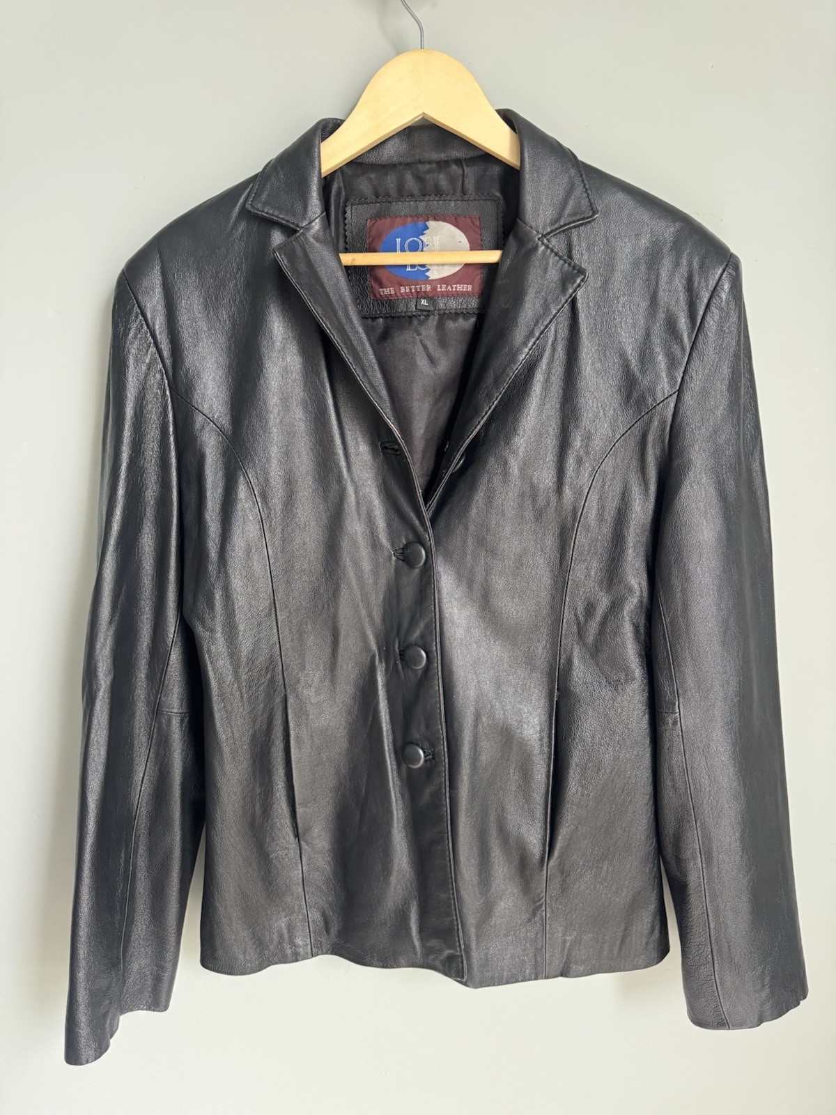 Vtg 90’s Leather Jacket Black Blazer Lobi Lobi Vintage