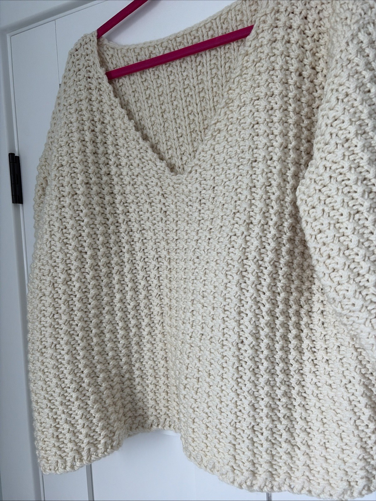 VINTAGE 70s Fisherman Sweater Wool Ivory Large Extra large HandKnit Cream V