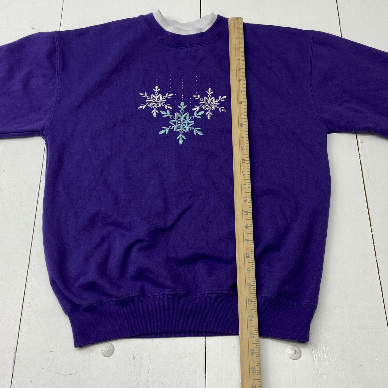 Vintage M&C Sportswear Purple Christmas Holiday Sweater Snowflakes Women Size M