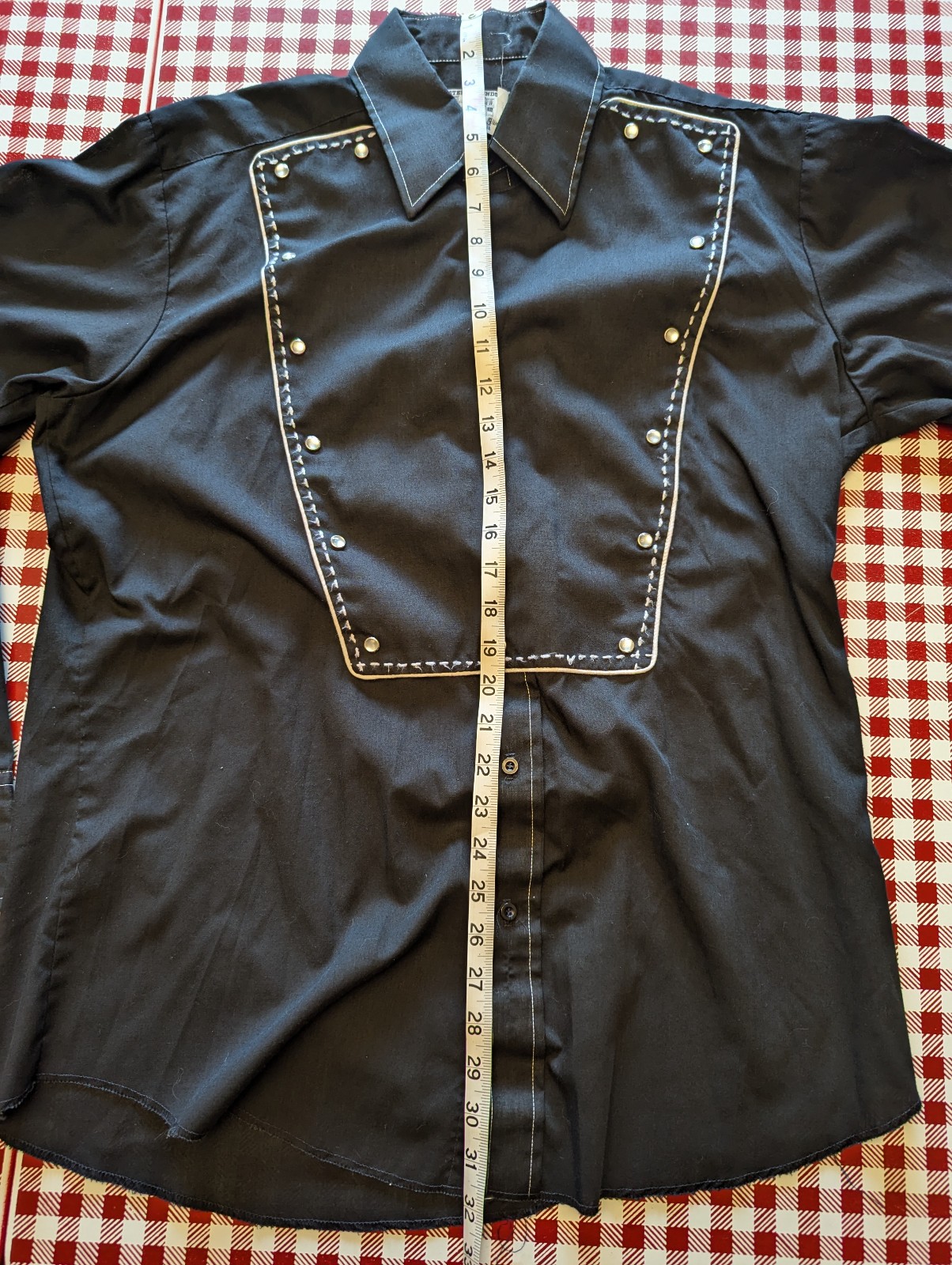 Vintage Panhandle Slim Western Bib Front Shirt Mens L Black Pearl Snap USA 80s
