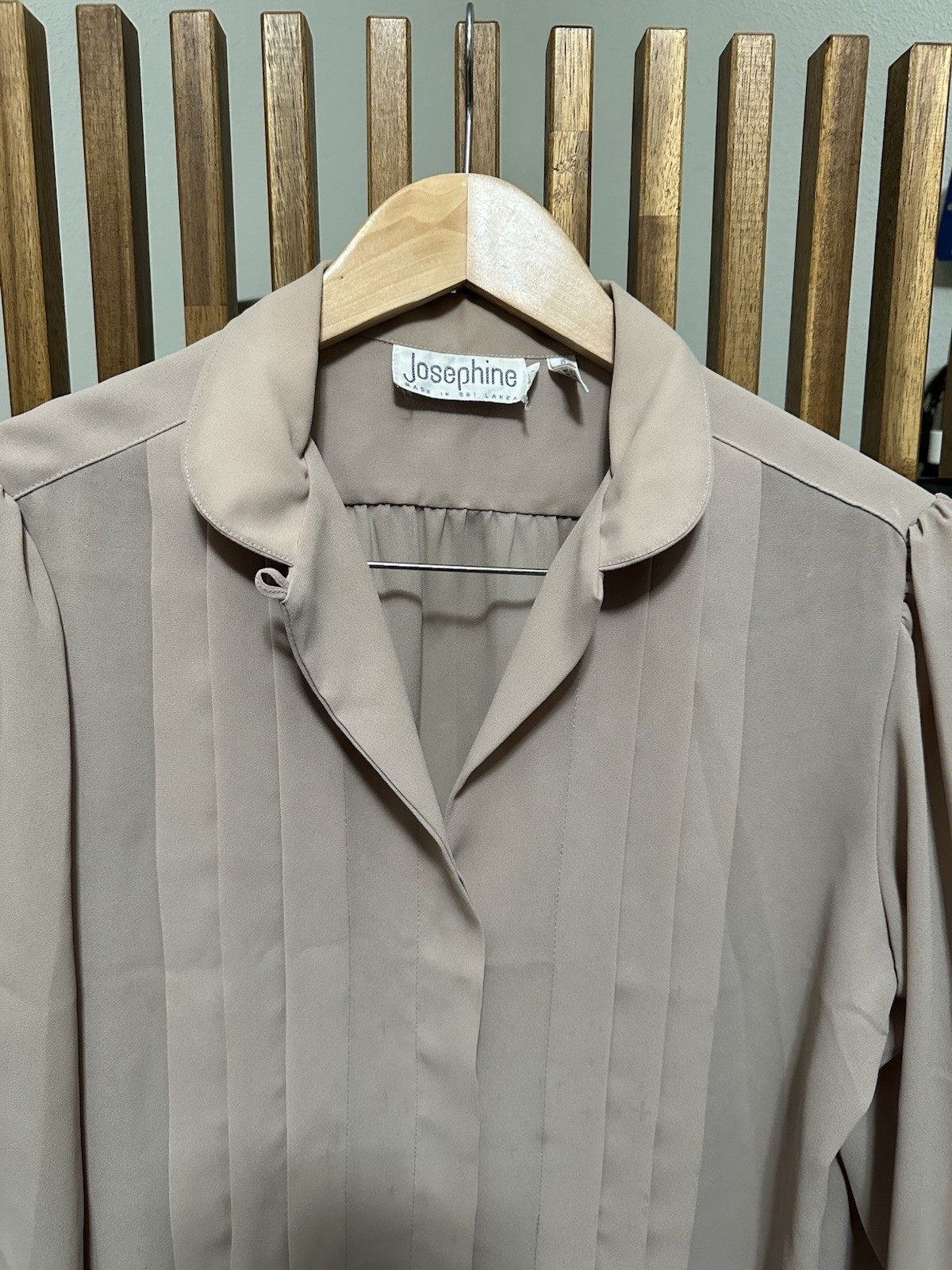 Vintage Josephine Pleated Front Peter Pan Collar Blouse Blush Nude