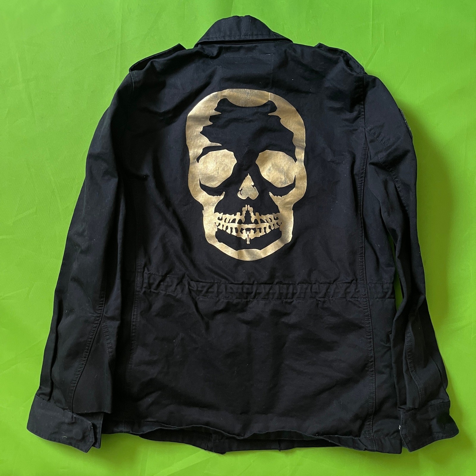 MEDIUM Zadig & Voltaire Black Military Field Jacket Gold Skull Till I Die Patch