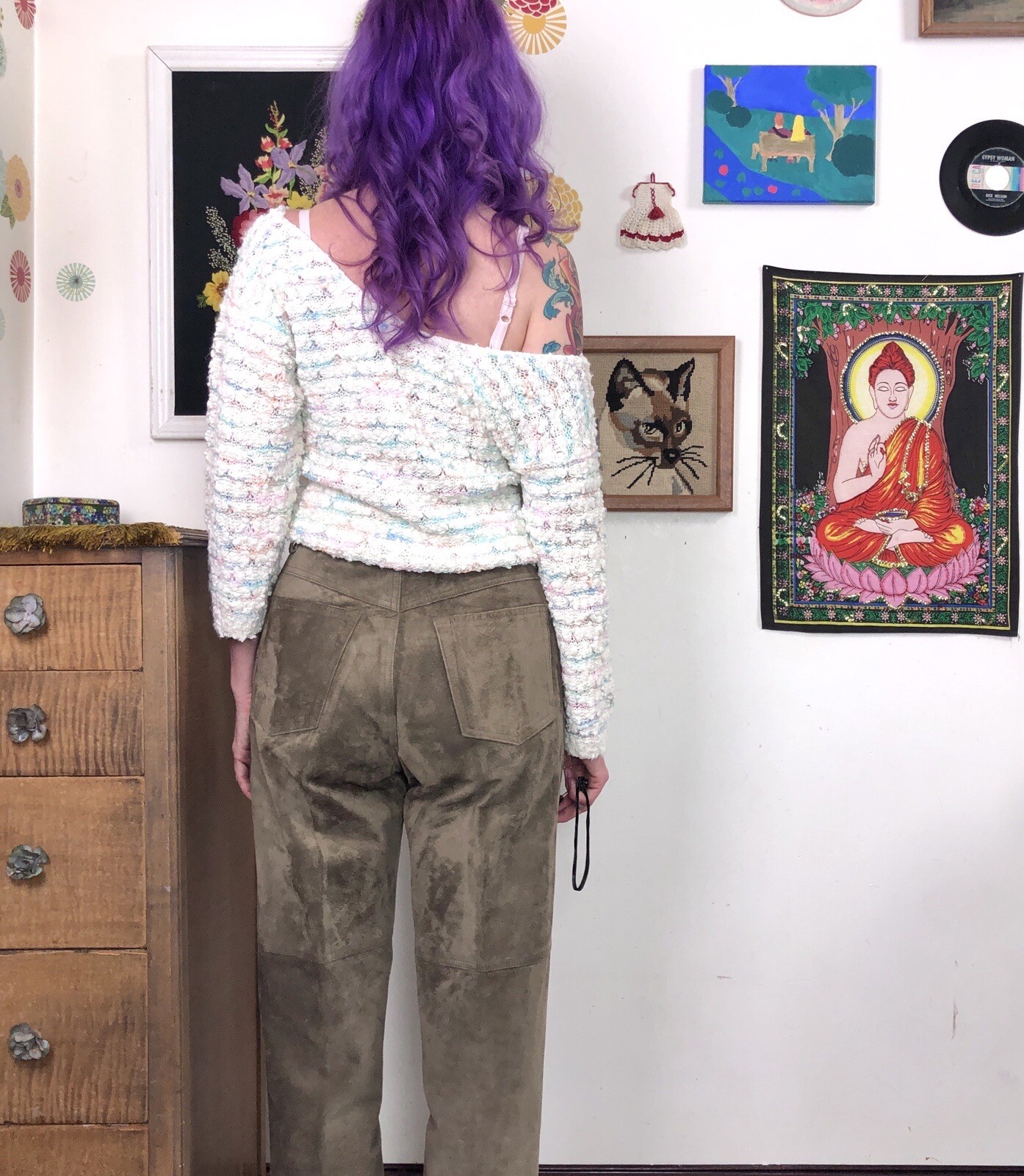 Vintage Suede Pants, 1990s High Waisted Leather Suede by Liz Claiborne, Sz 10 M
