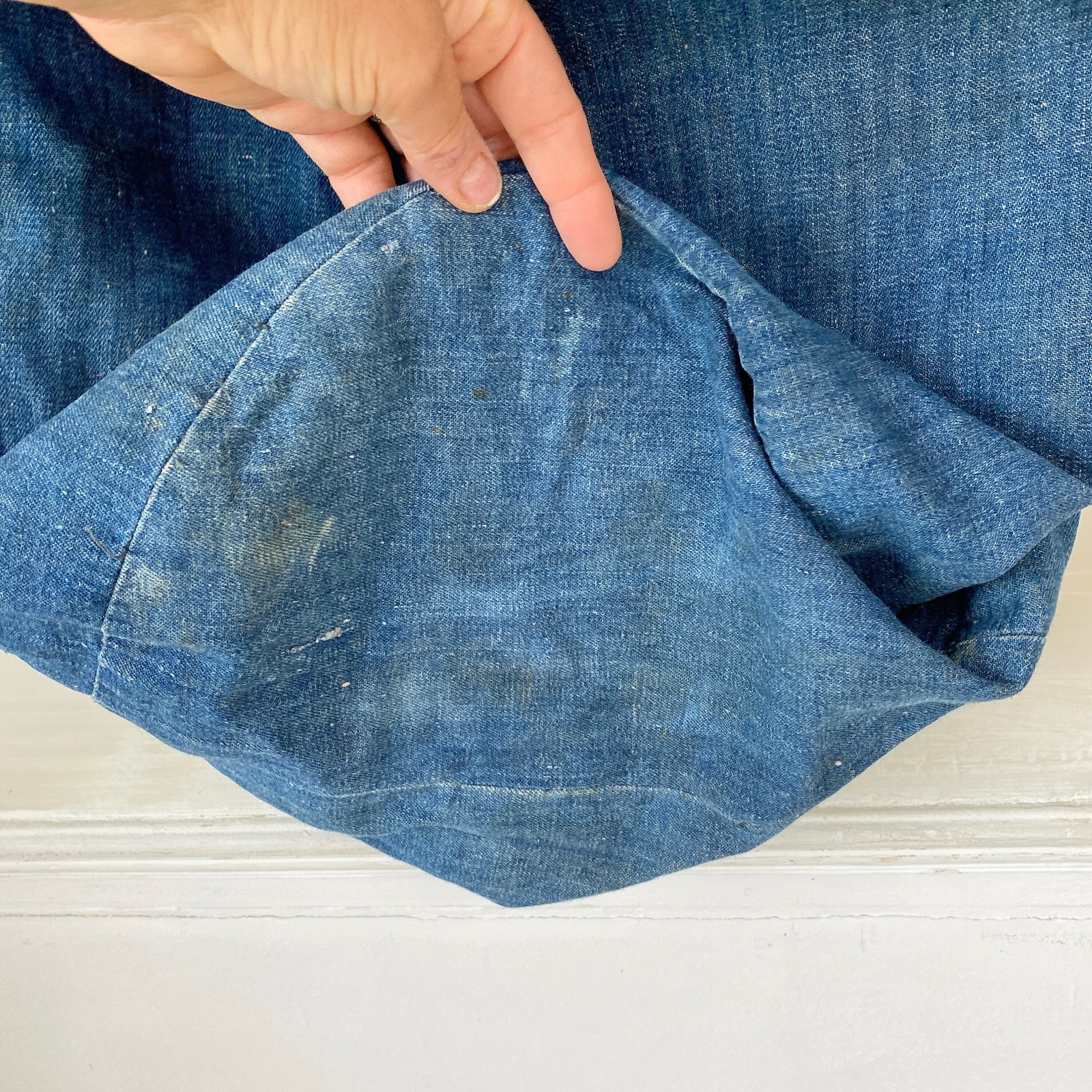 Indigo blue Denim bag antique vintage satchel duffle bag French The Textile Tru